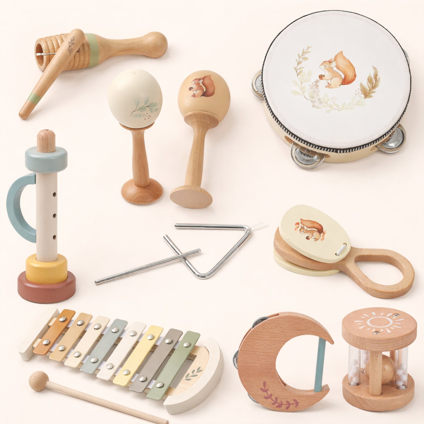 Baby Wooden Musical Instrument - Xylophone & Drum Activity Toys - Early Sensory Learning Gift for Babies
