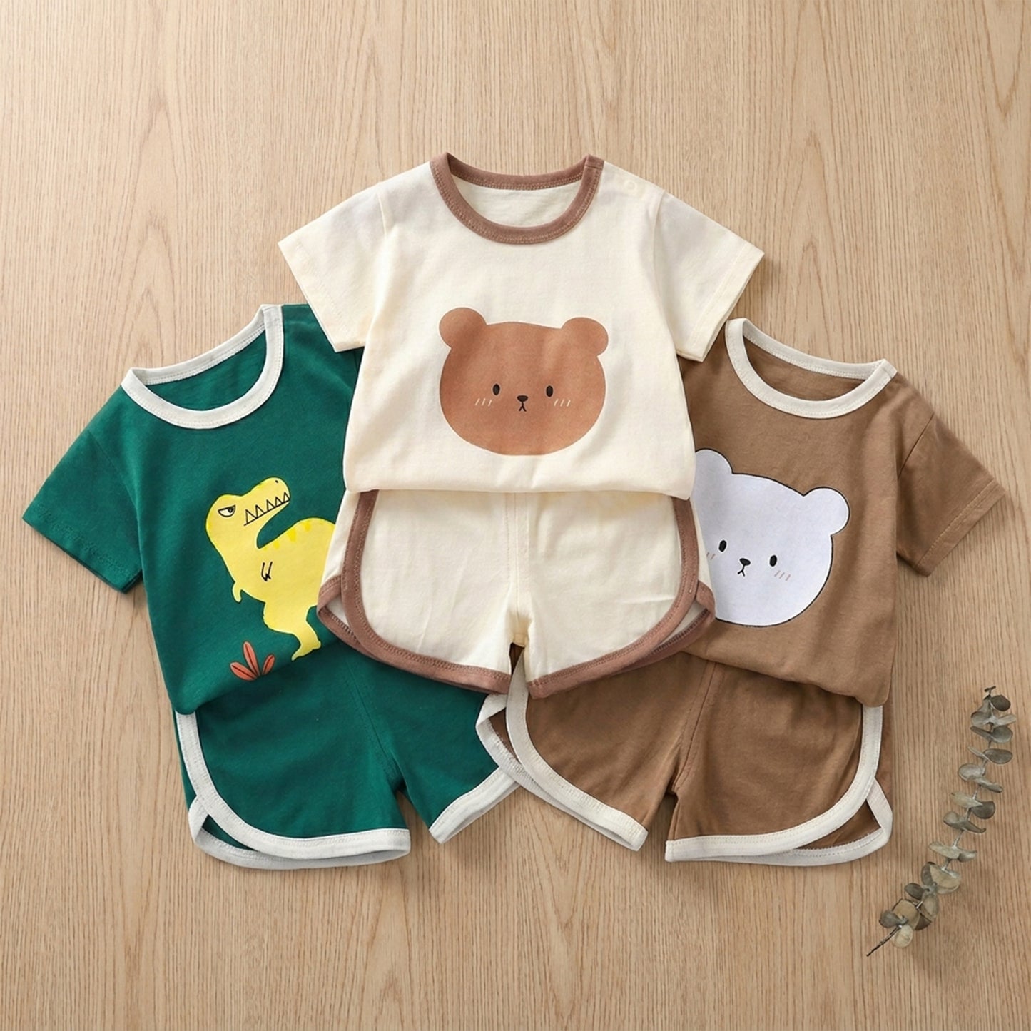 Summer Baby Cartoon Clothing Set - 100% Cotton Short Sleeve T-Shirt & Shorts - Casual 2Pcs Outfit for Boys & Girls 0-4Y
