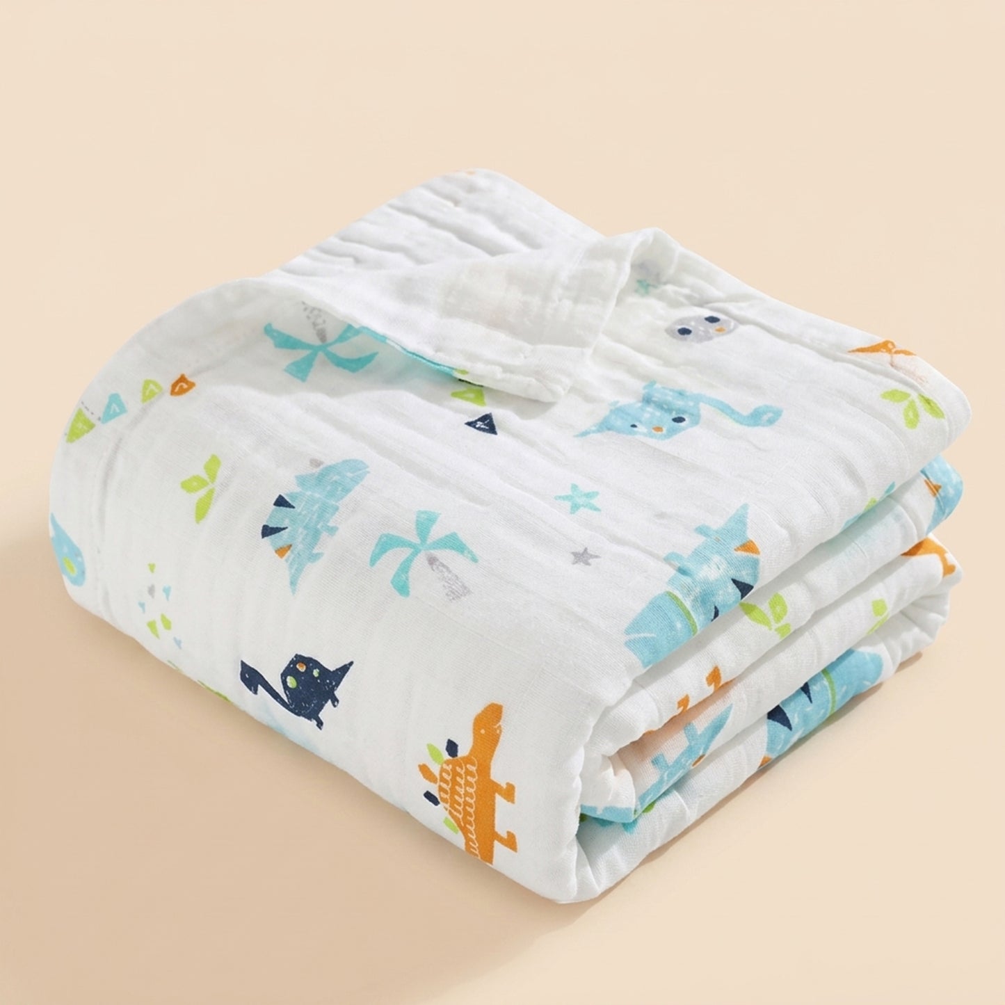 Cotton Muslin Baby Swaddle Blanket - Breathable Printed Newborn Wrap - Soft Multi-use Bath Towel for Infants