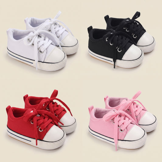 Canvas Baby Basketball Sneakers - Non-Slip Rubber Sole First Walkers (0-18M)