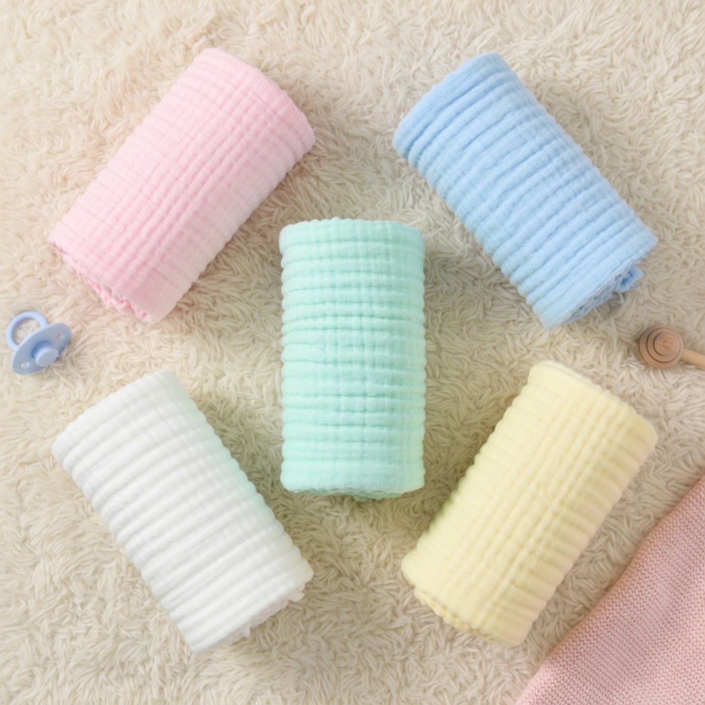 Pure Cotton Bubble Muslin Baby Blanket - 6-Layer Absorbent Bath Towel - Large Square Newborn Swaddle & Bedding