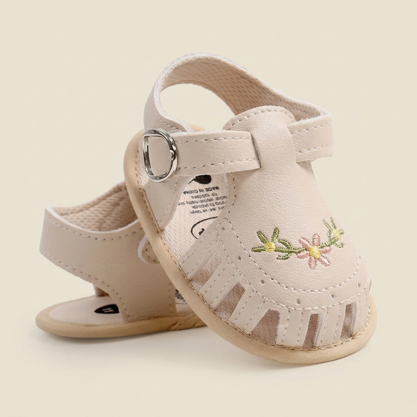 Newborn Summer Leisure Sandals - Lightweight Soft Sole Wrap Toe Summer Shoes - Cute Floral Embroidered First Walkers (0-18M)