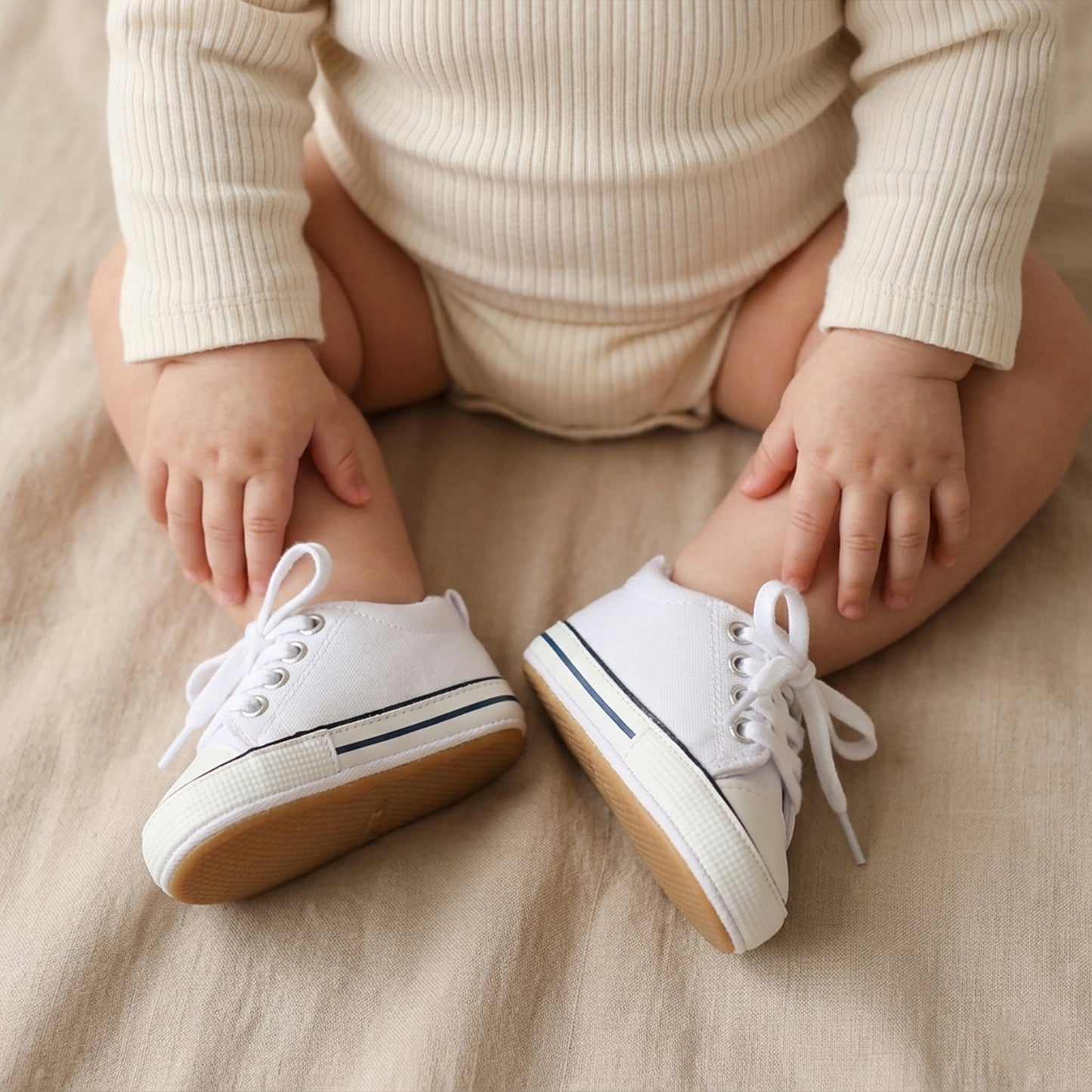 Canvas Baby Basketball Sneakers - Non-Slip Rubber Sole First Walkers (0-18M)