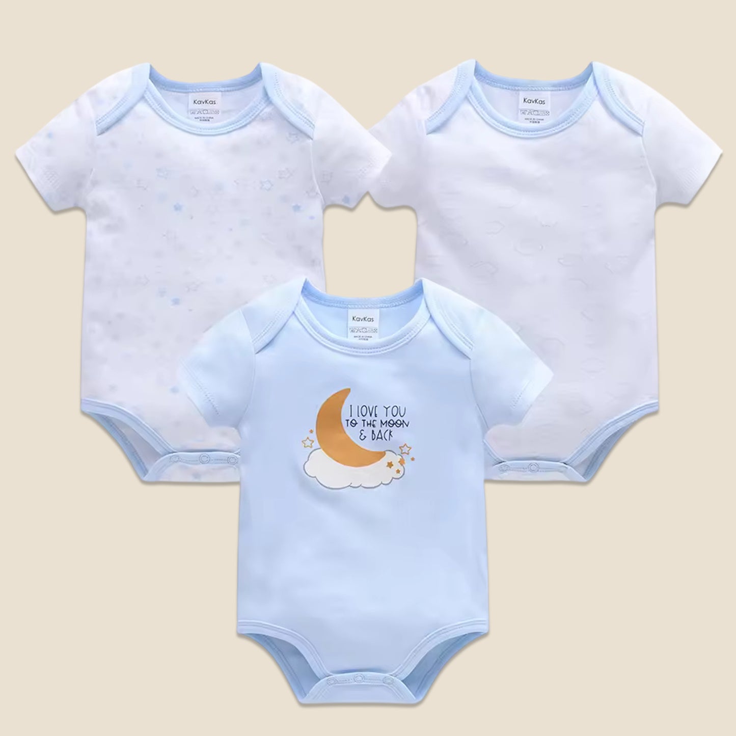3 Pcs/lot Baby Bodysuit Set - 100% Cotton Short Sleeve Lion Print - Summer Newborn Clothes for 0M-12M