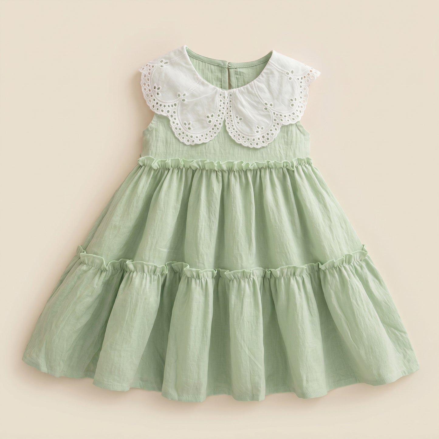 Baby Girl Summer Cotton Dress - Solid Color Lapel Sleeveless Sunsuit - Cute Girls Beach Outfits 0-3Y