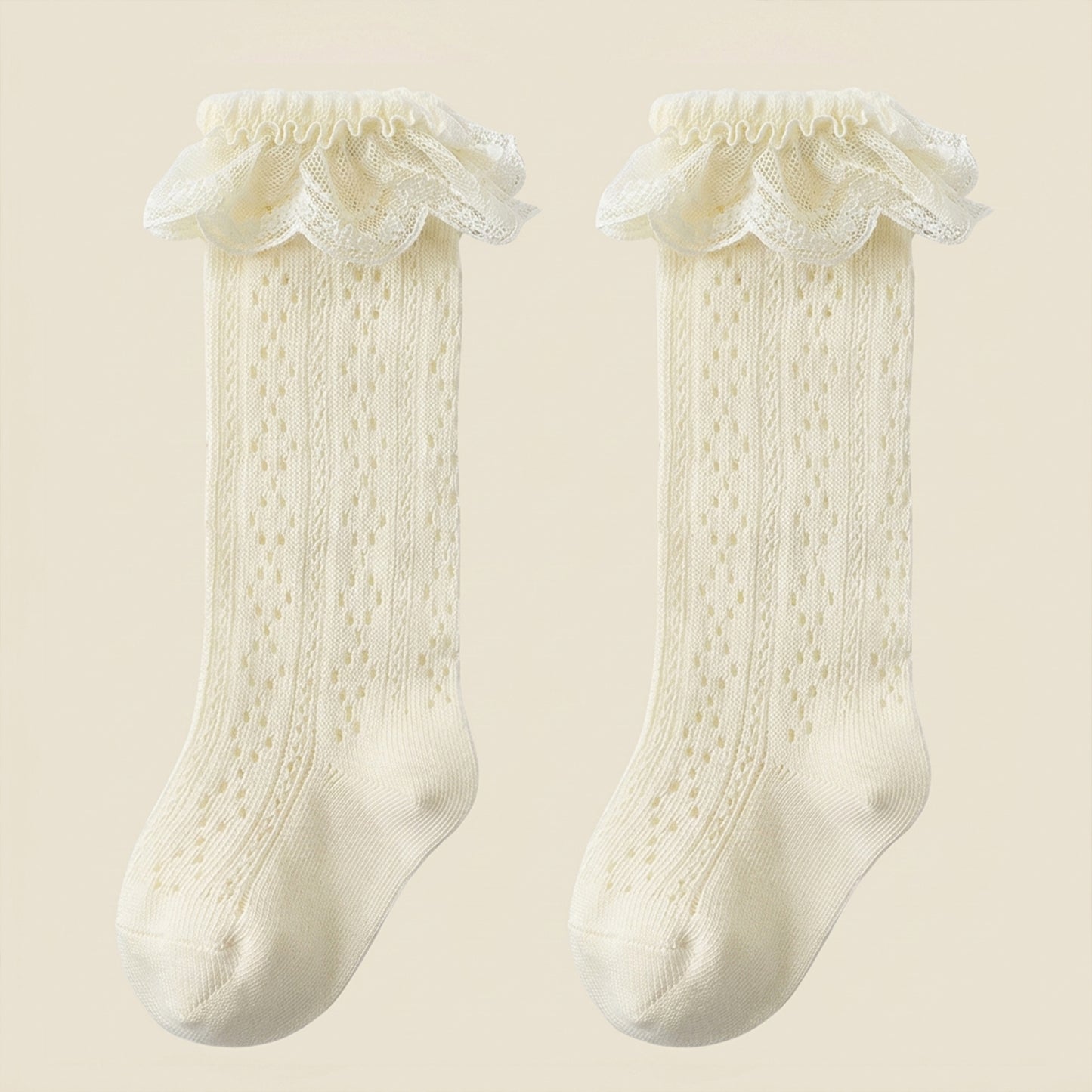Lace Ruffle Princess Knee-High Socks - Elegant Party & Wedding Socks for Toddler Girls