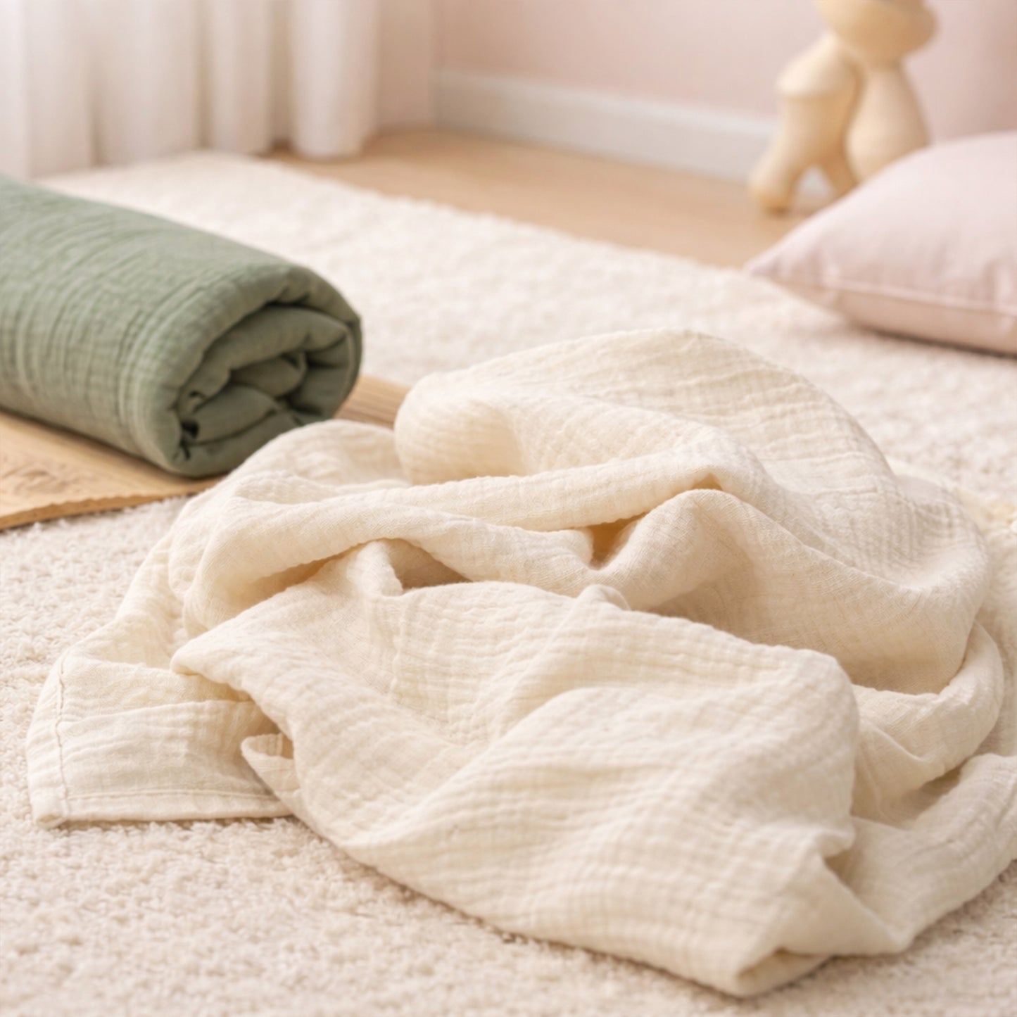 3-Piece Soft Muslin Baby Swaddle Blankets - 100% Breathable Cotton Receiving Blankets - Multi-functional Newborn Wrap Set