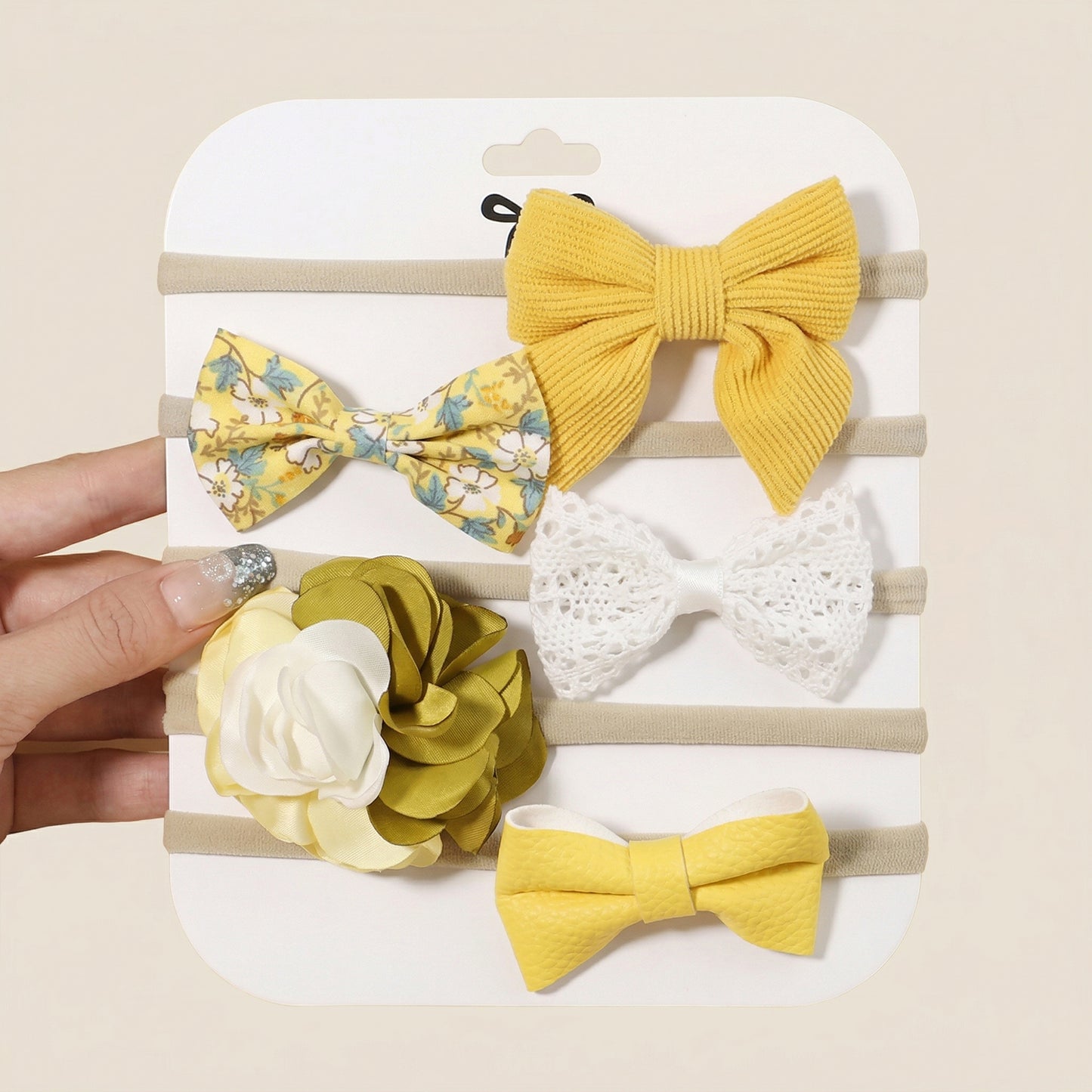 4-5Pcs/Set Baby Bow Headbands - Cotton Linen & Lace Fabric - Leopard Print Newborn Hair Accessories for Girls