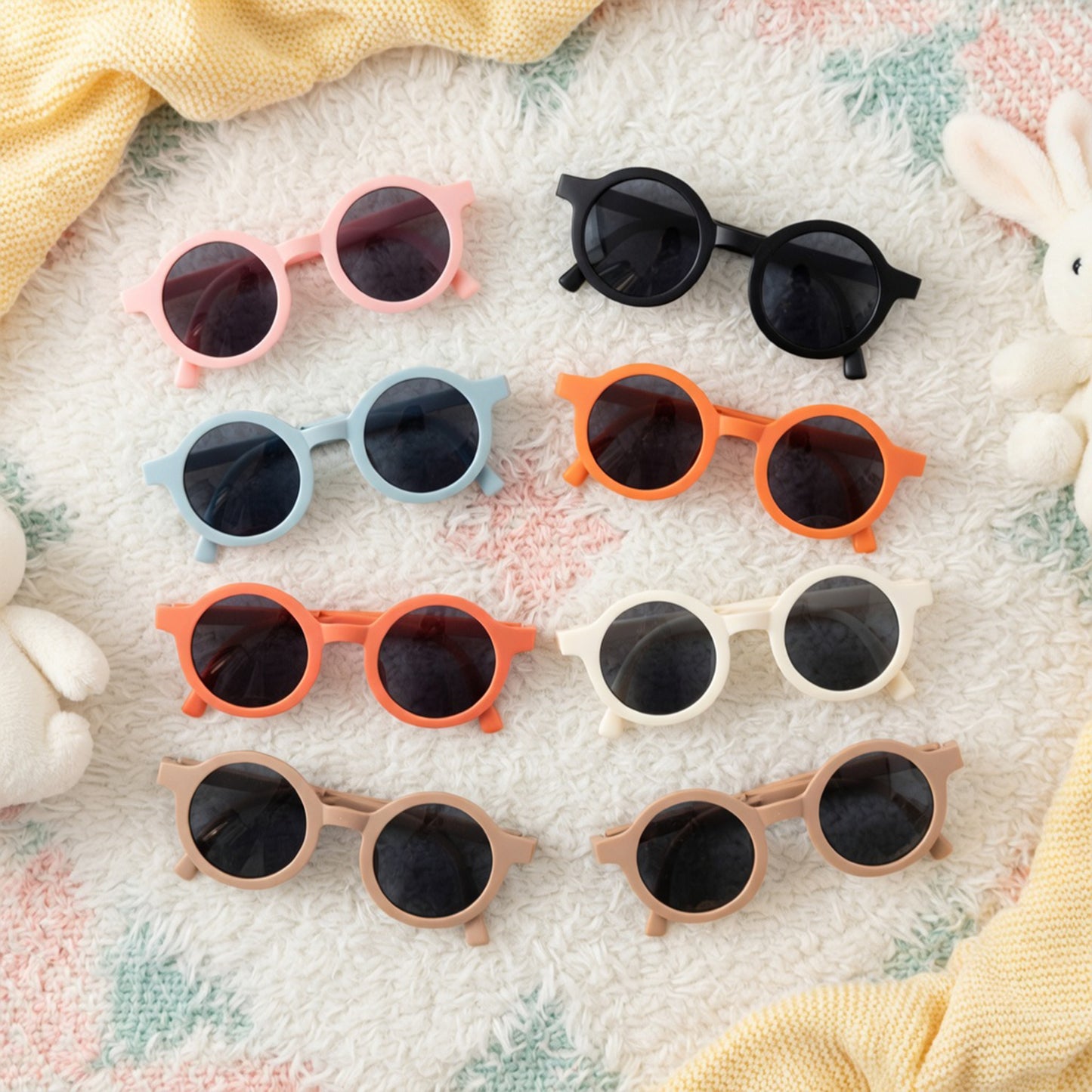 Foldable Kids Sunglasses - Portable Round Sun Glasses for Boys & Girls - Cute Baby Shades & Street Beat Eyewear