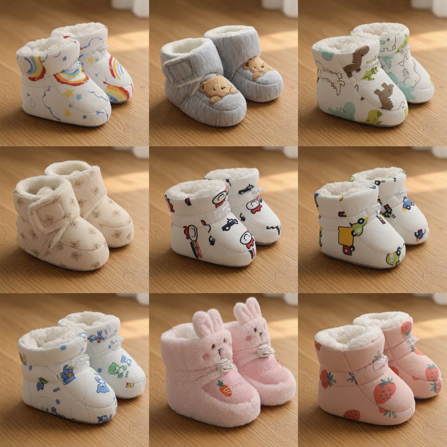 Cute Infant Walking Booties – Thickened Winter Warm Shoes for Baby Boys & Girls - Non-Slip Soft Sole First Walkers (0-18M)