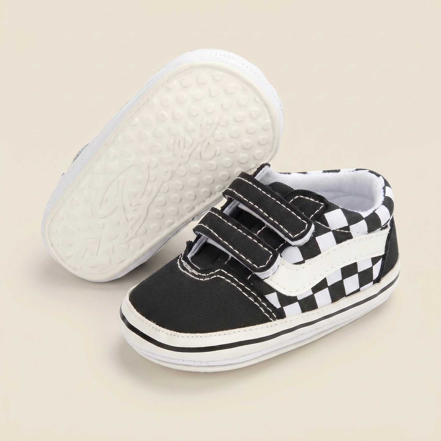 Classic Plaid First Walker Shoes - Breathable Canvas Baby Sneakers for Boys & Girls