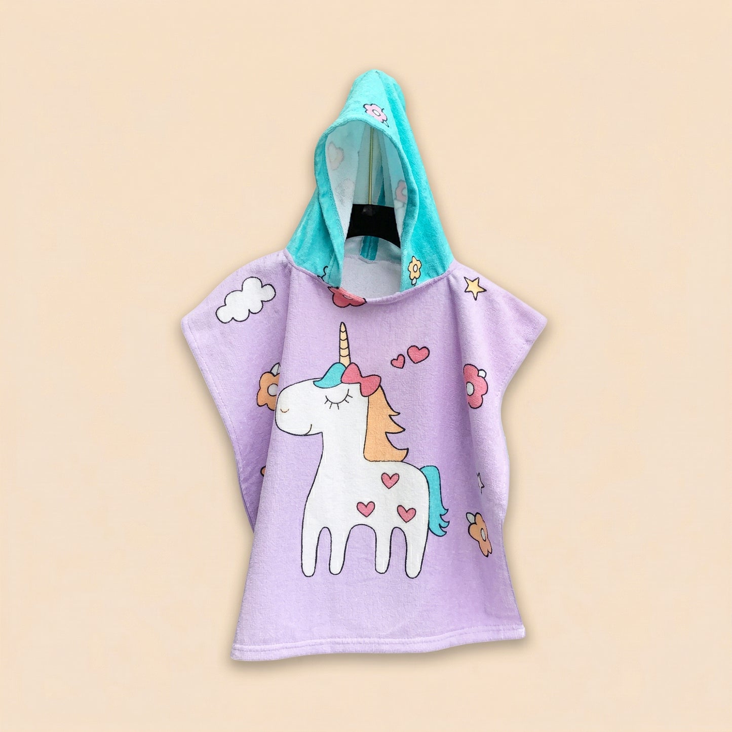 Cartoon Kids Hooded Cape Towel - Quick-Dry Beach & Bathrobe - Fun Unicorn Shark Dinosaur Print for Children