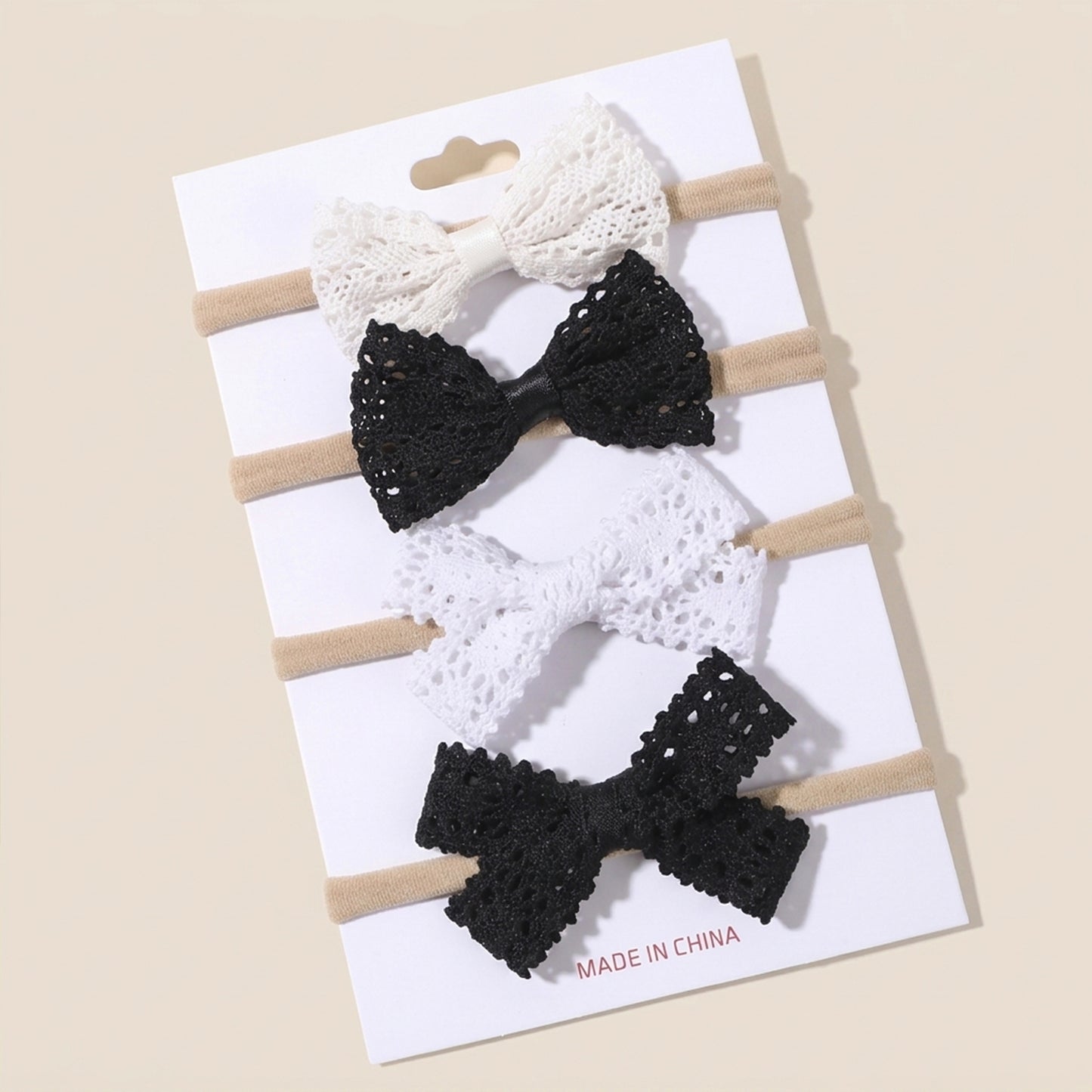 4-5Pcs/Set Baby Bow Headbands - Cotton Linen & Lace Fabric - Leopard Print Newborn Hair Accessories for Girls