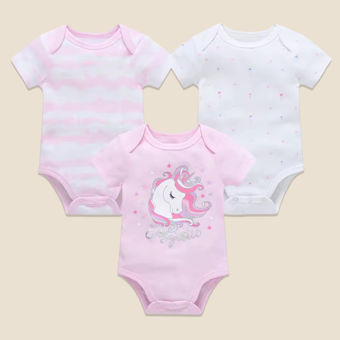 3/6 Pcs Baby Bodysuit Set - 100% Cotton Short Sleeve Rompers - Unisex Newborn Clothes 0-12 Months