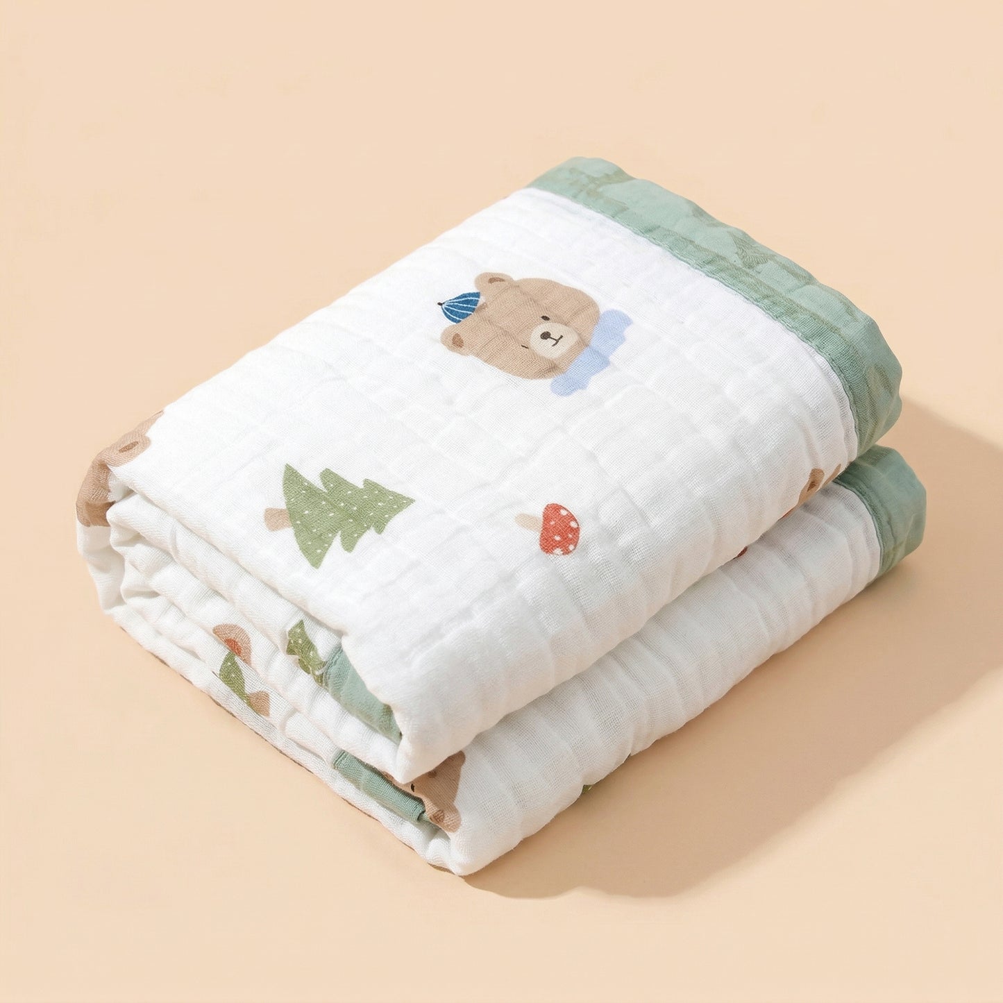 Soft 6-Layer Cotton Baby Blanket - High Absorbency Cartoon Bath Towel - Multi-functional Gauze Swaddle for Infants