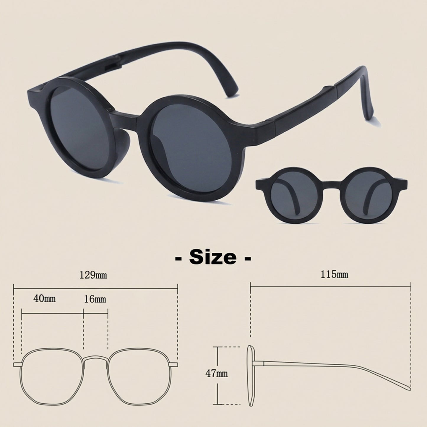 Foldable Kids Sunglasses - Portable Round Sun Glasses for Boys & Girls - Cute Baby Shades & Street Beat Eyewear