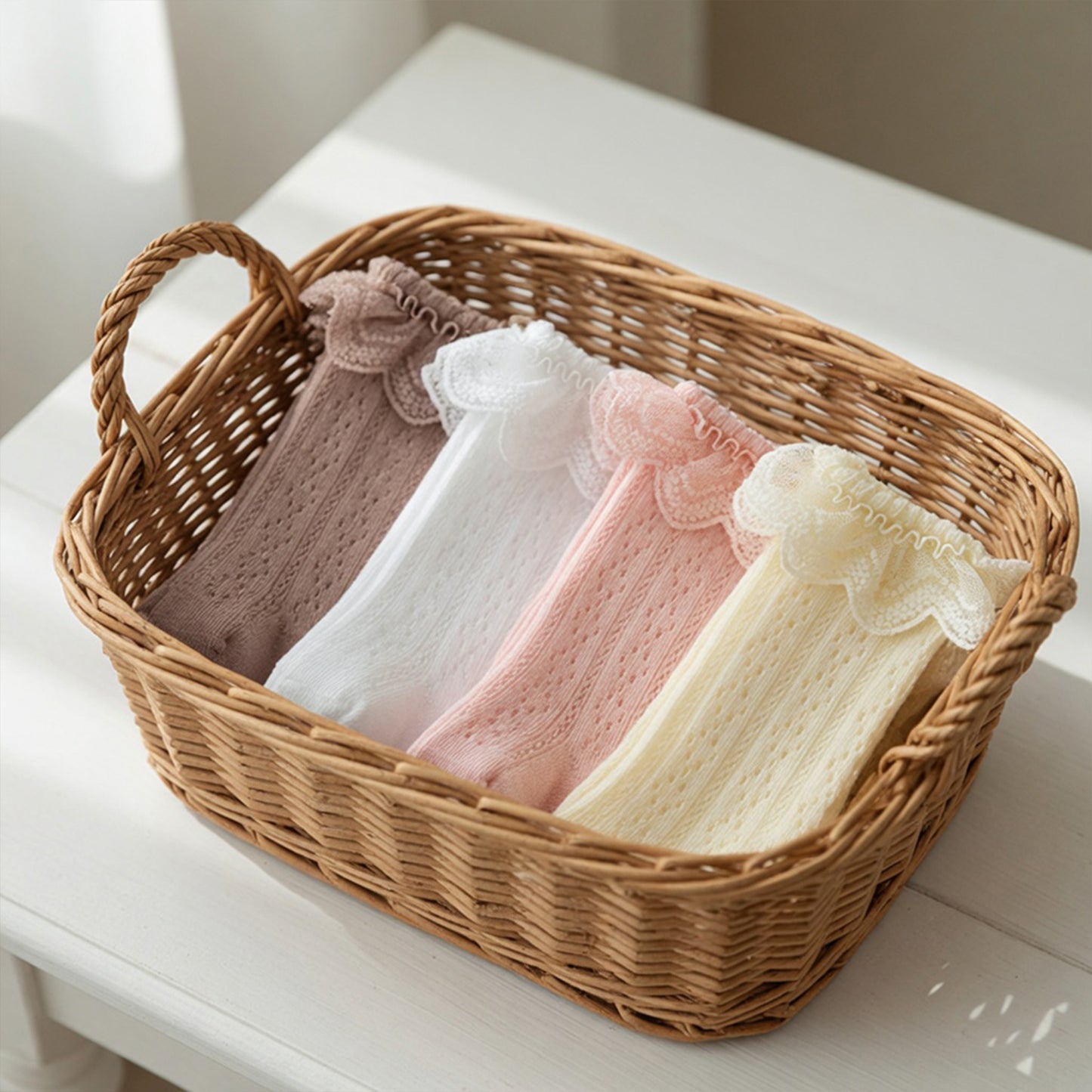 Lace Ruffle Princess Knee-High Socks - Elegant Party & Wedding Socks for Toddler Girls