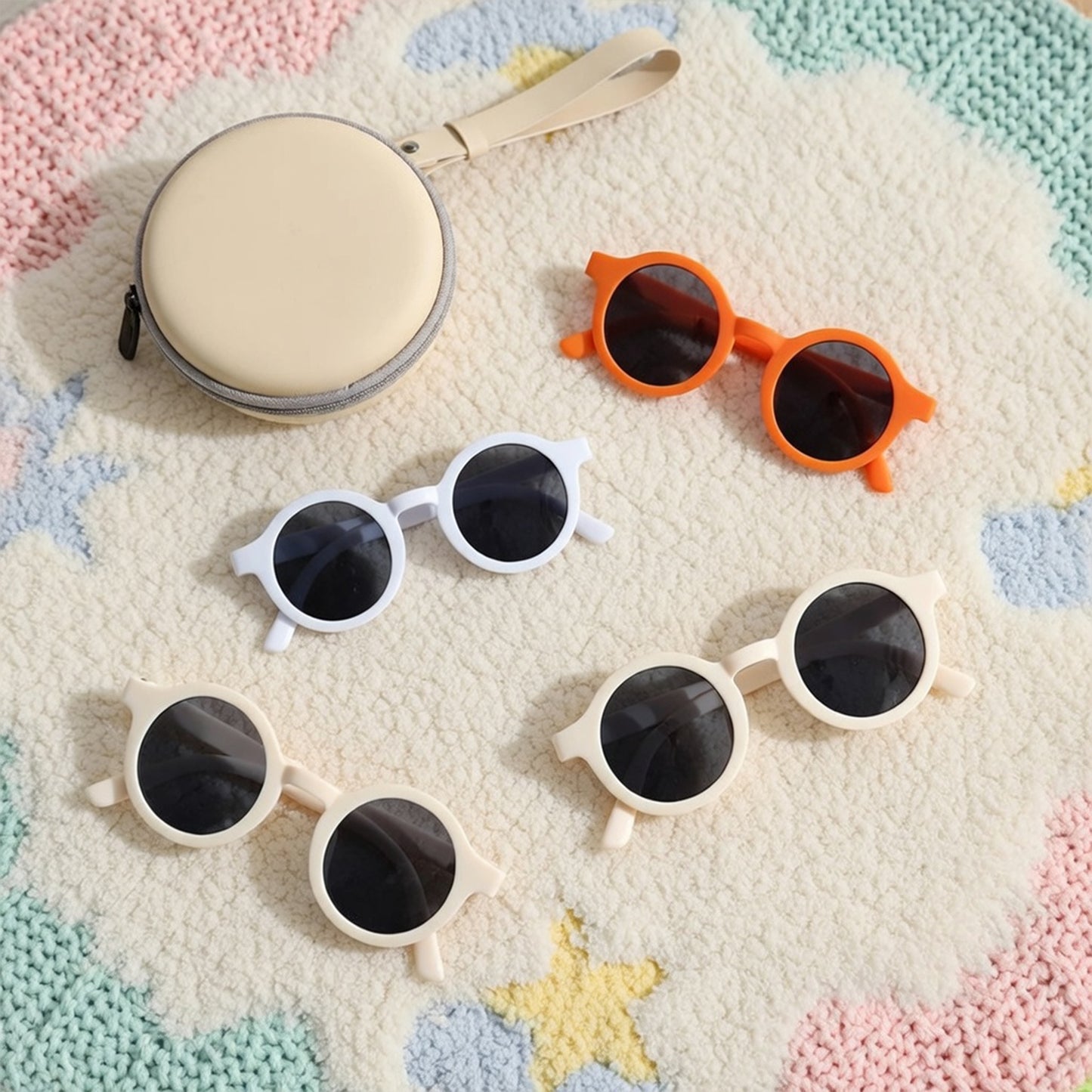 Foldable Kids Sunglasses - Portable Round Sun Glasses for Boys & Girls - Cute Baby Shades & Street Beat Eyewear