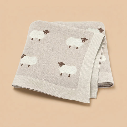 Knitted Baby Cotton Blanket - Pure Cotton Breathable Swaddle Wrap - Cozy Cuddle Quilt for Boys & Girls