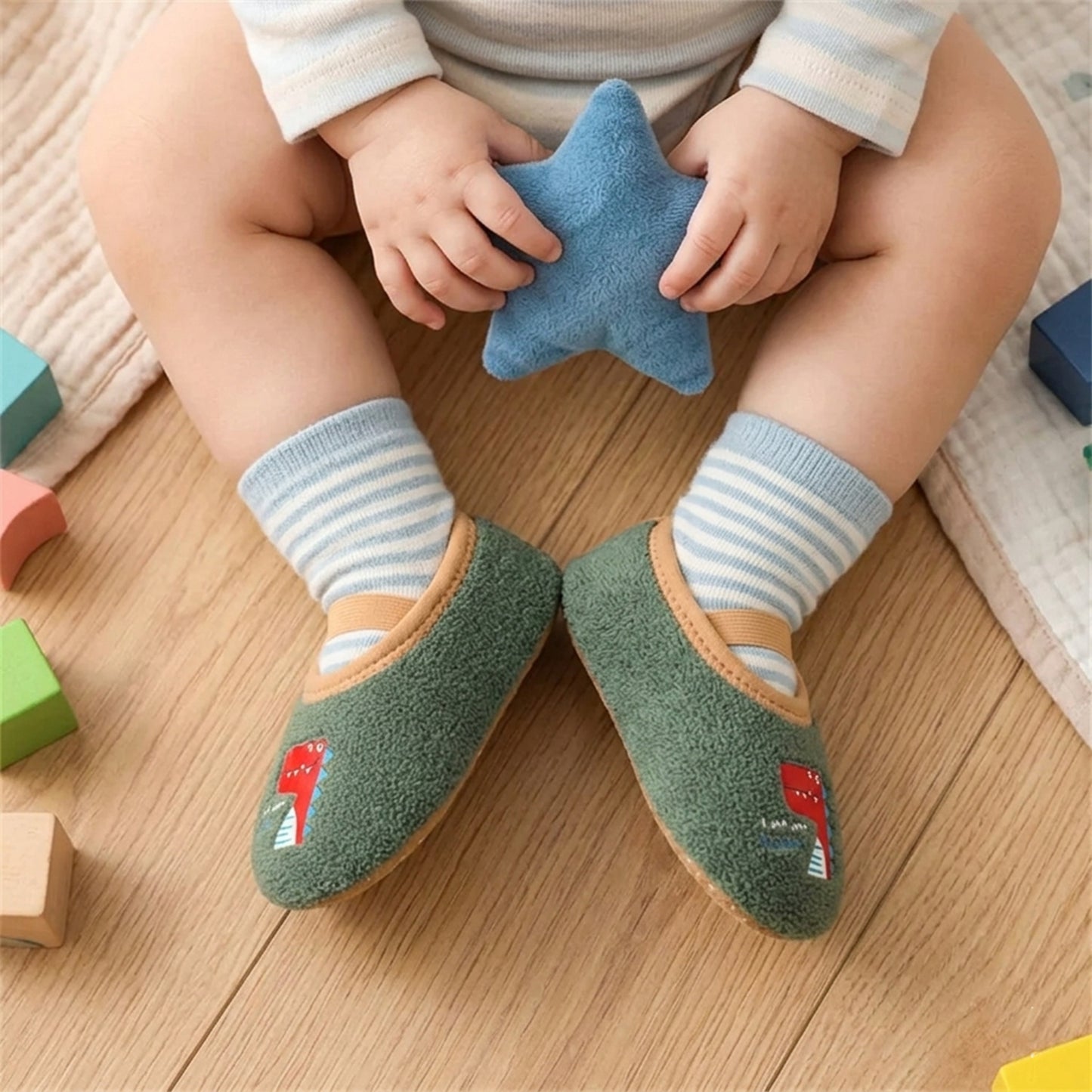 Anti-Slip Cartoon Baby First Walkers - Winter Warm Indoor & Outdoor Floor Shoes with Durable Rubber Soles