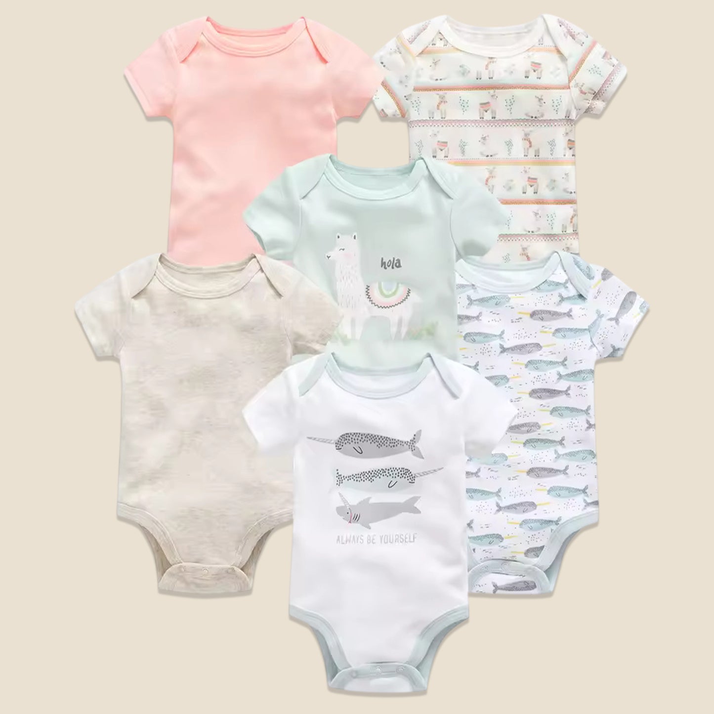 3/6 Pcs Baby Bodysuit Set - 100% Cotton Short Sleeve Rompers - Unisex Newborn Clothes 0-12 Months