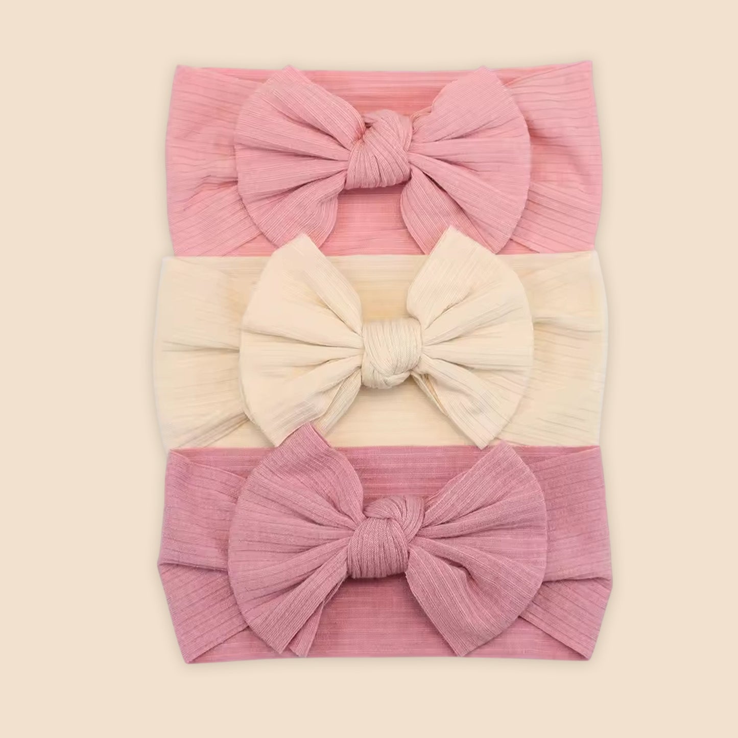3-Piece Baby Girl Headband Set - Soft Elastic Bow Hair Bands - Newborn Turban & Hair Accessories Gift Pack