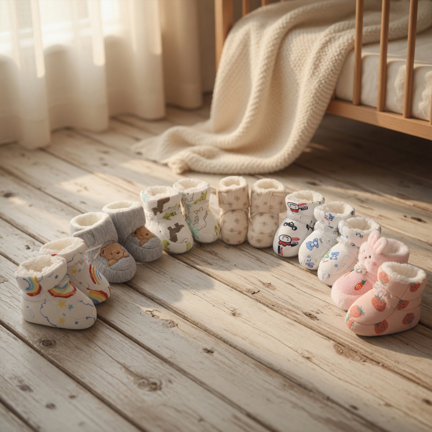 Cute Infant Walking Booties – Thickened Winter Warm Shoes for Baby Boys & Girls - Non-Slip Soft Sole First Walkers (0-18M)