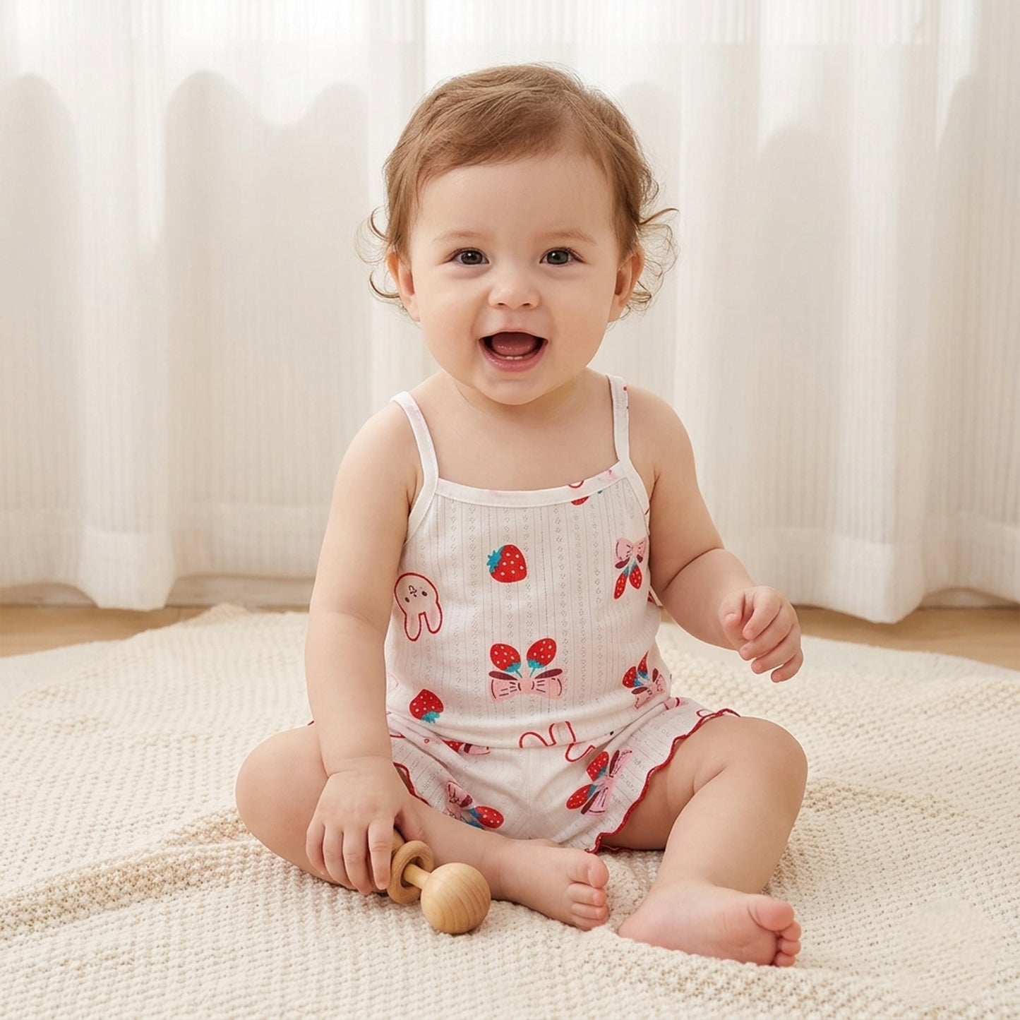 Baby Girl Sleeveless Summer Outfit - 100% Cotton Thin Vest & Shorts Set - Breathable Loungewear for Kids