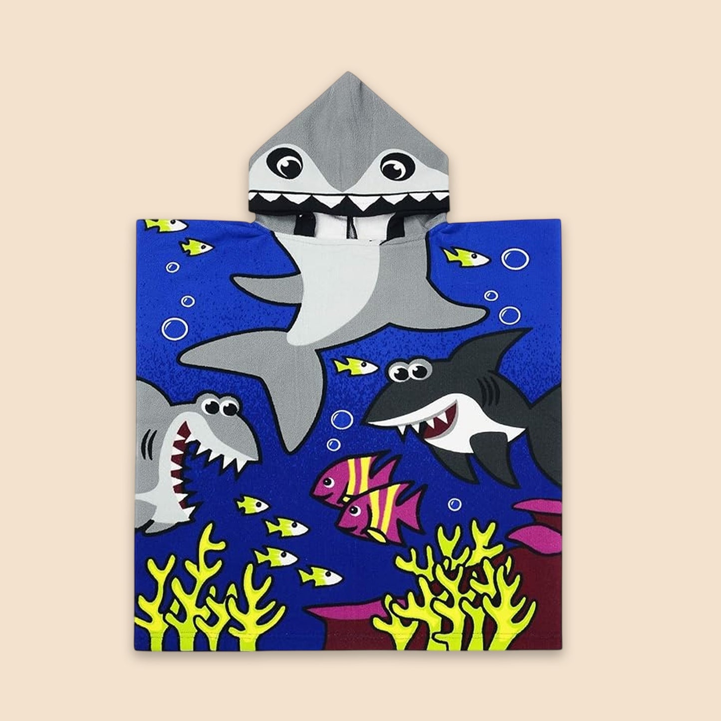 Cartoon Kids Hooded Cape Towel - Quick-Dry Beach & Bathrobe - Fun Unicorn Shark Dinosaur Print for Children