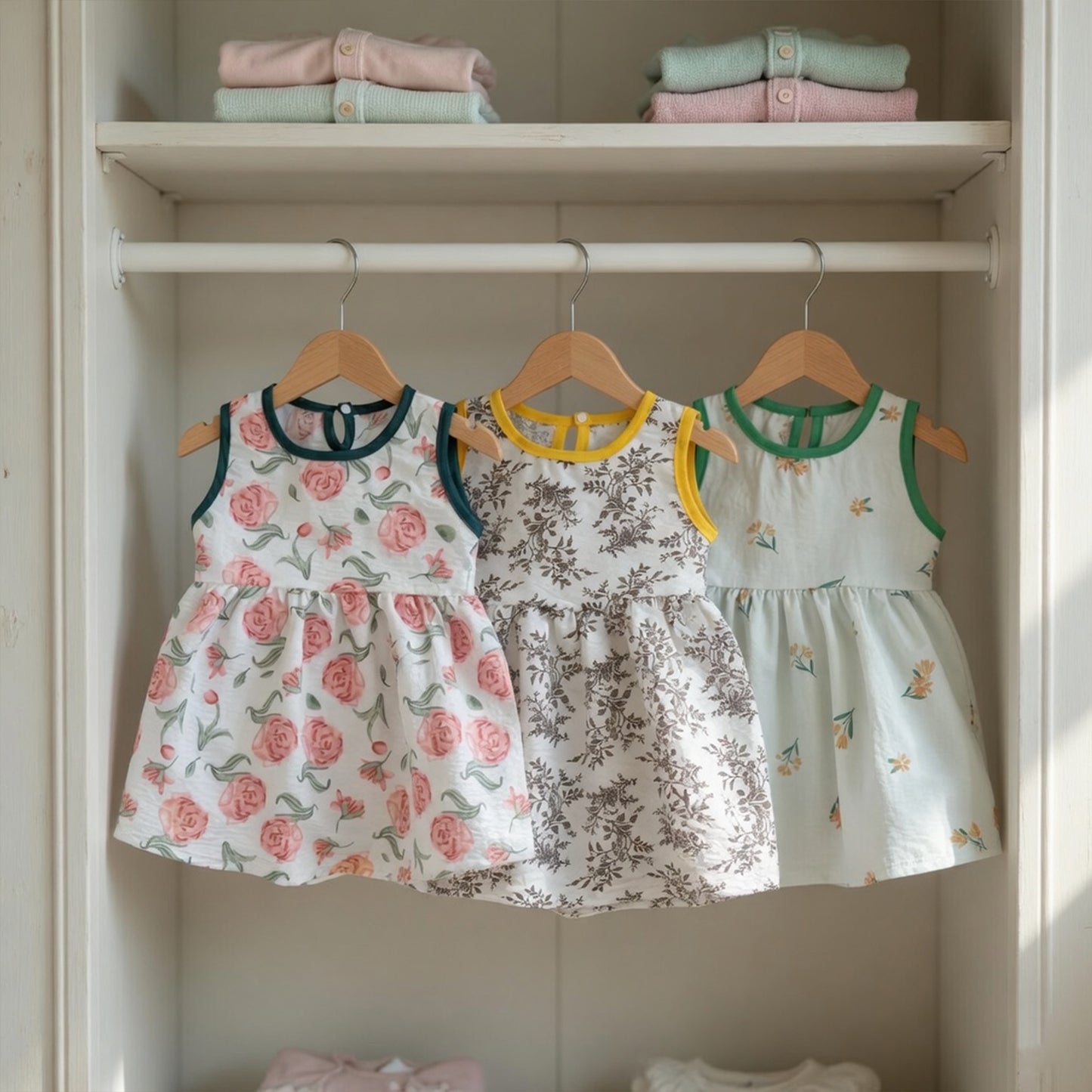 Newborn Girl Sleeveless Printed Dress - Casual Princess Style Clothing - Fashionable Baby Girl Leisure Outfits