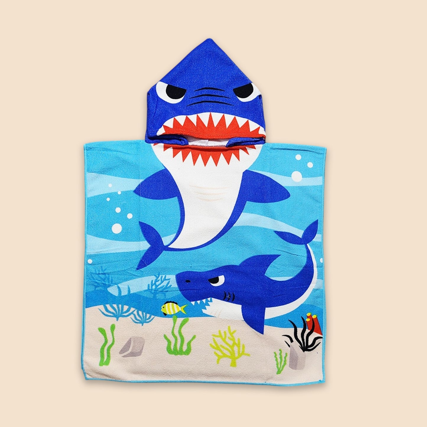 Cartoon Kids Hooded Cape Towel - Quick-Dry Beach & Bathrobe - Fun Unicorn Shark Dinosaur Print for Children
