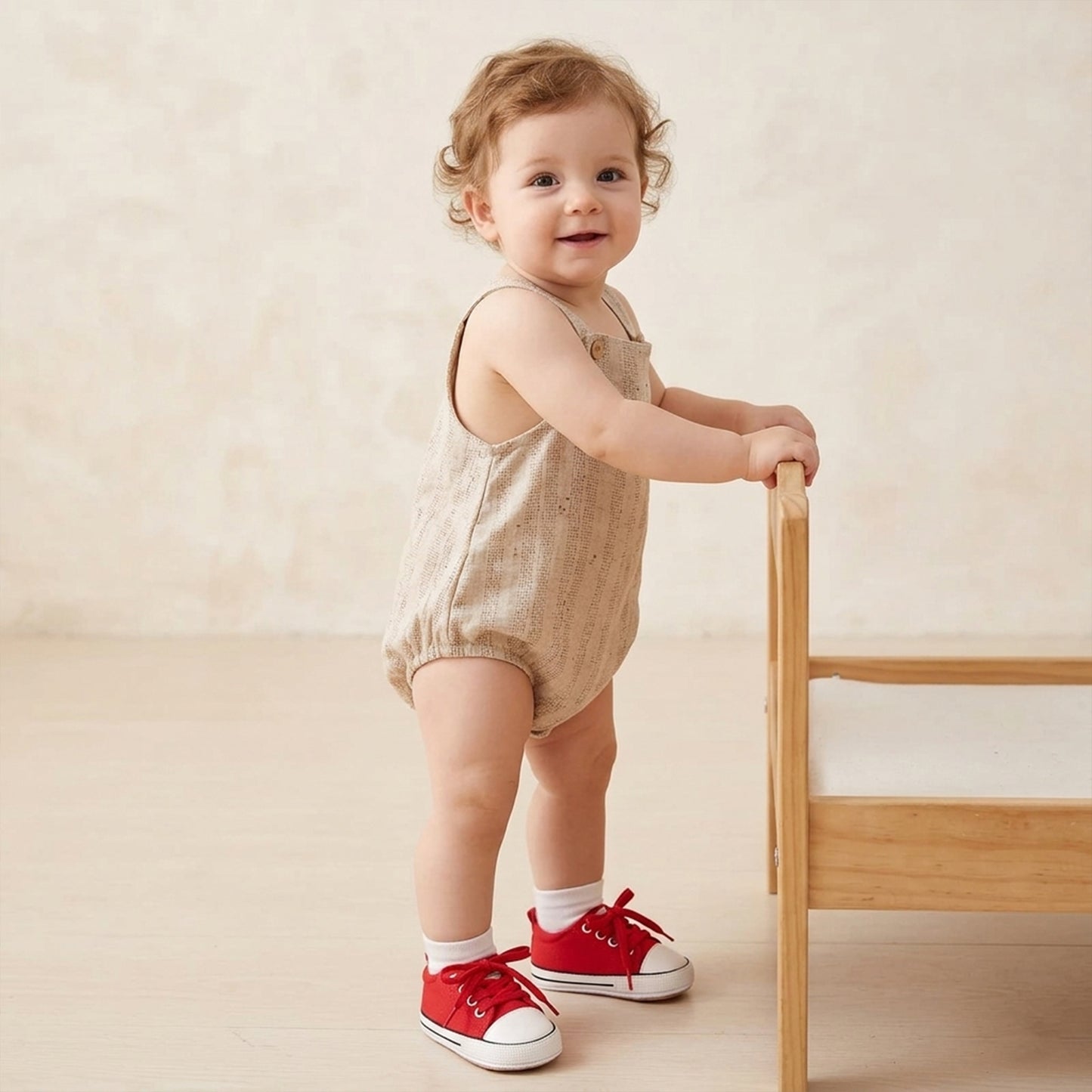 Canvas Baby Basketball Sneakers - Non-Slip Rubber Sole First Walkers (0-18M)