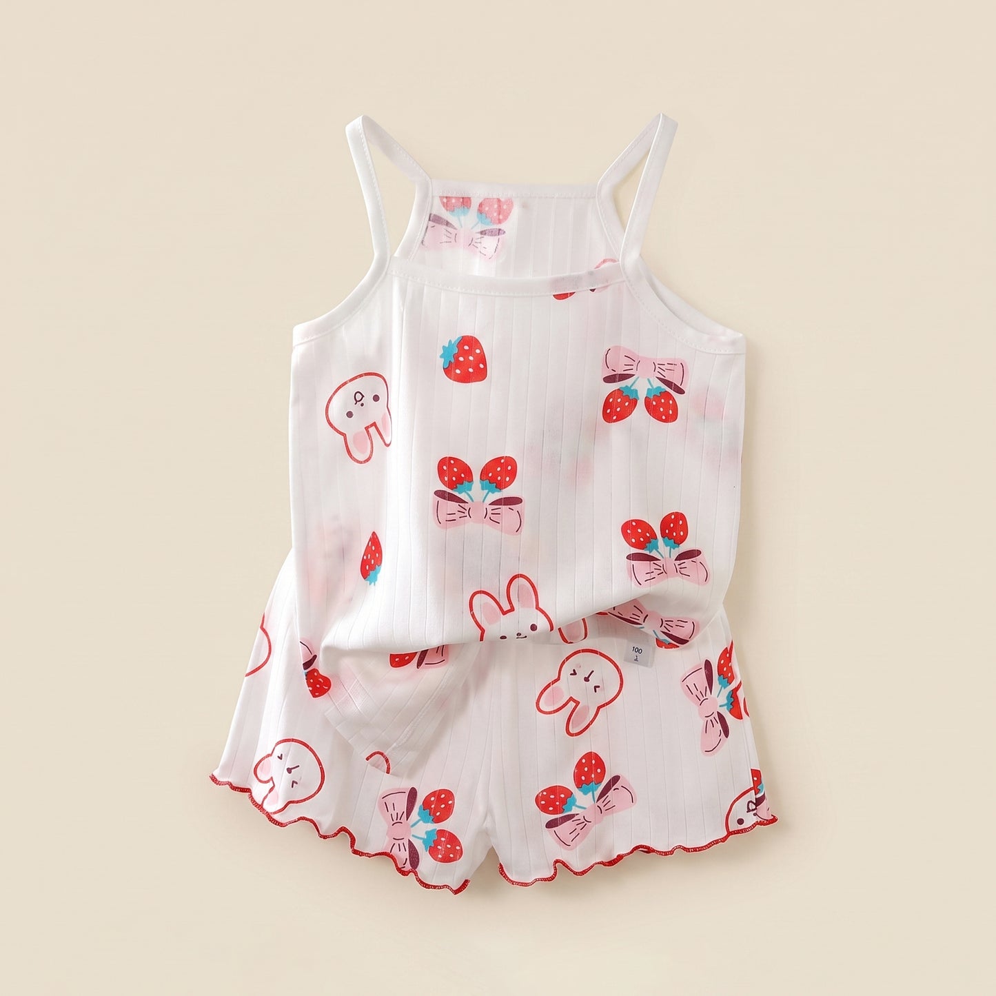 Baby Girl Sleeveless Summer Outfit - 100% Cotton Thin Vest & Shorts Set - Breathable Loungewear for Kids