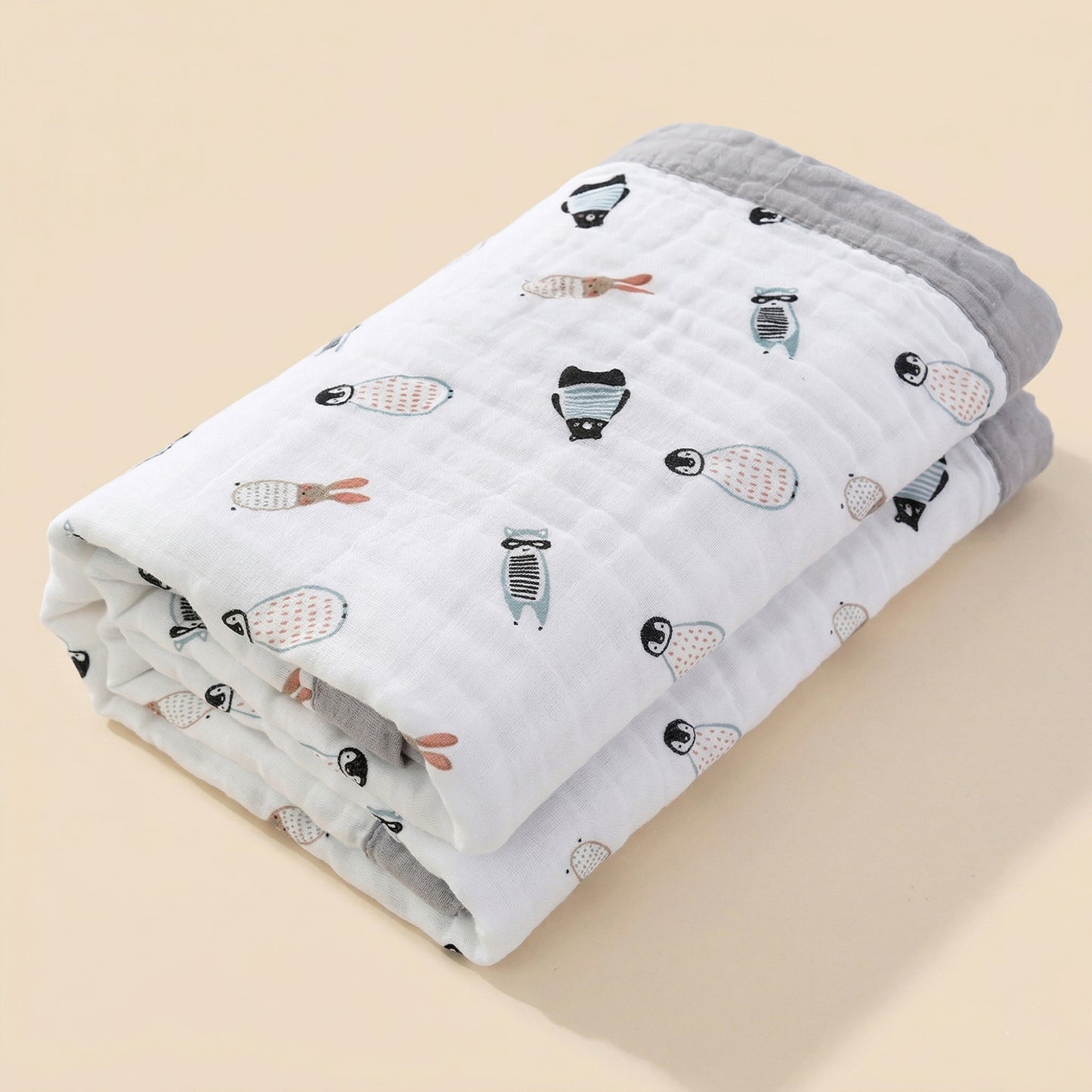 Soft 6-Layer Cotton Baby Blanket - High Absorbency Cartoon Bath Towel - Multi-functional Gauze Swaddle for Infants