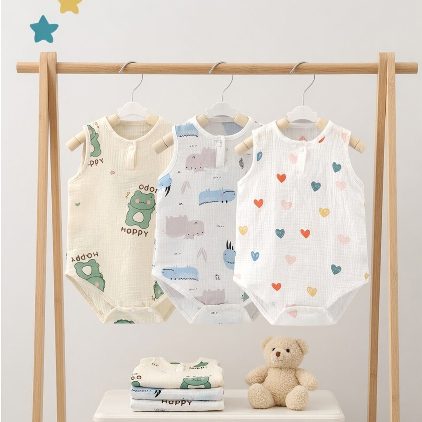 2026 New Summer Baby Sleeveless Bodysuit - 100% Soft Cotton Newborn Jumpsuit - Breathable Infant Outfits for Boys & Girls