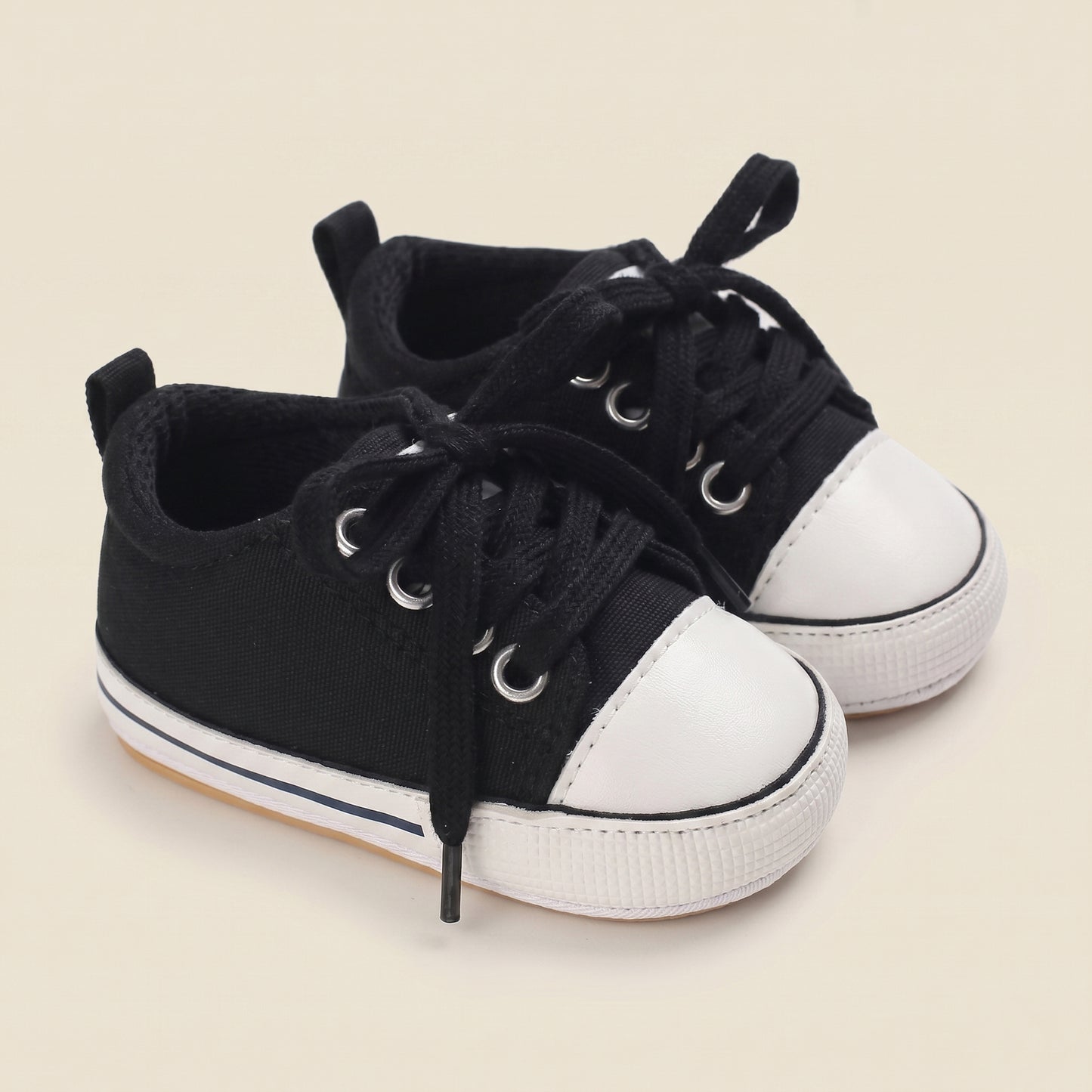 Canvas Baby Basketball Sneakers - Non-Slip Rubber Sole First Walkers (0-18M)
