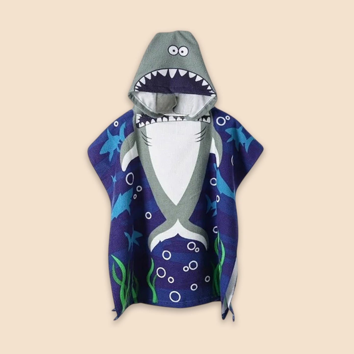 Cartoon Kids Hooded Cape Towel - Quick-Dry Beach & Bathrobe - Fun Unicorn Shark Dinosaur Print for Children