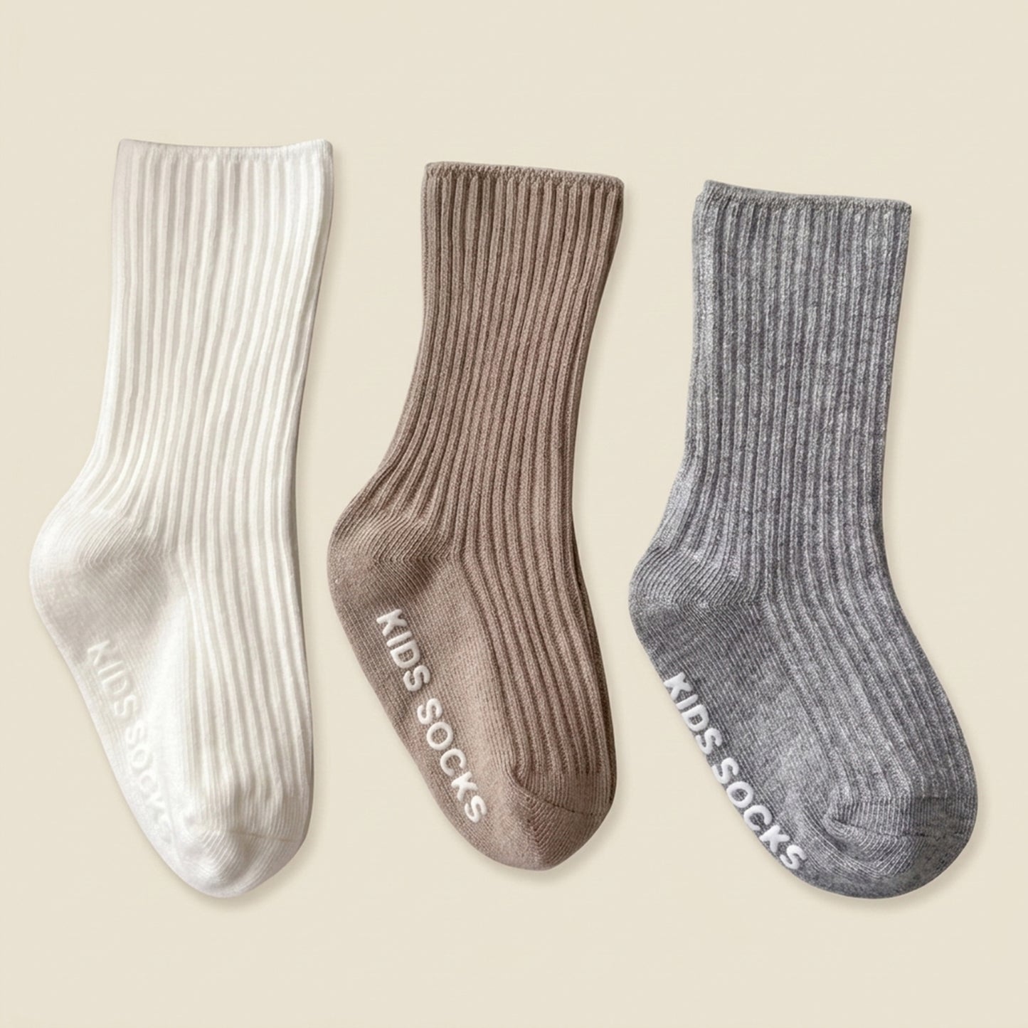 Non-Slip Baby Cotton Striped Socks (3 Pairs) - Secure Rubber Grips for Toddlers (0-3Y)