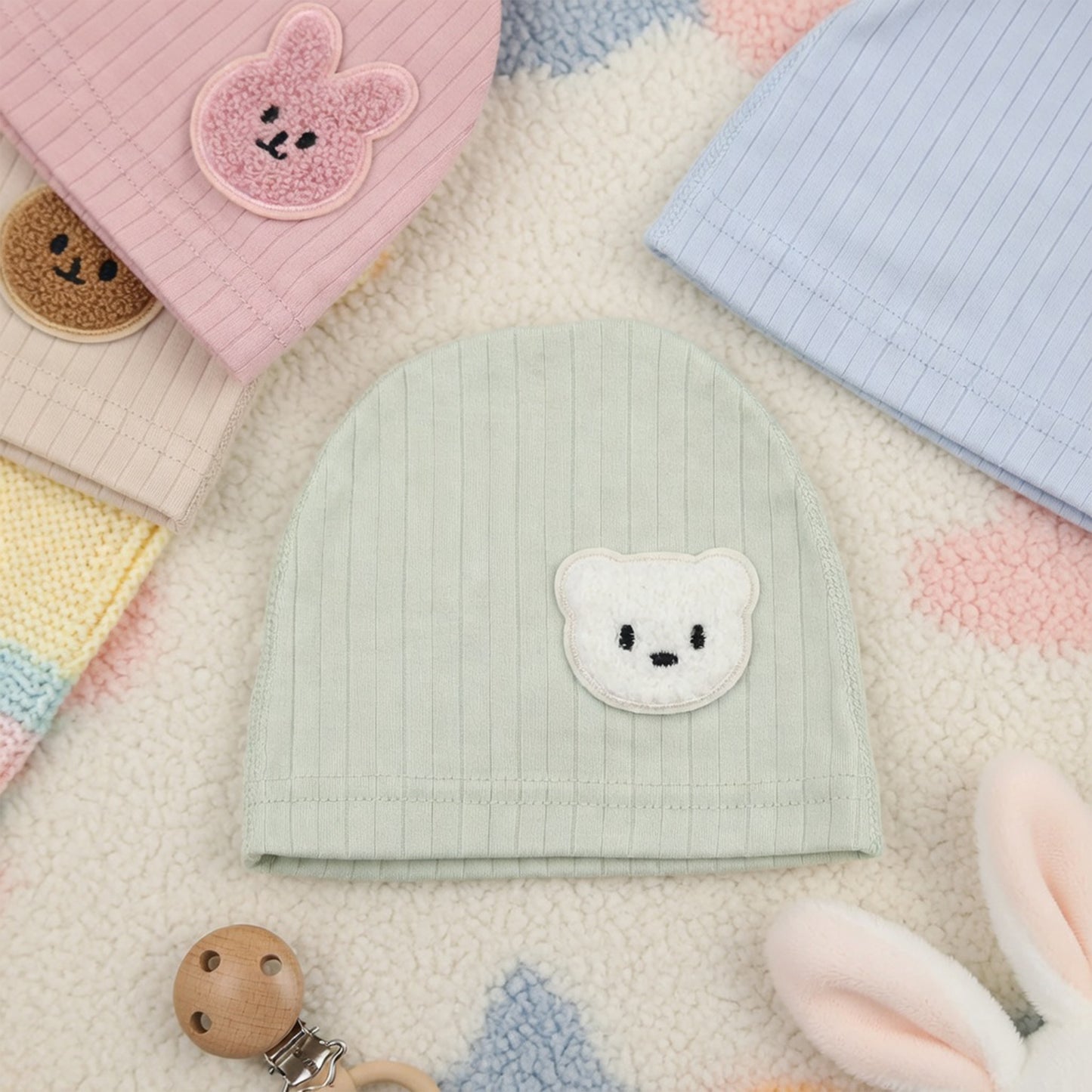 Newborn 95% Cotton Turban Hat - Safe Fetal Hospital Cap - Soft Spring Autumn Beanie for Baby Boys & Girls 0-6M