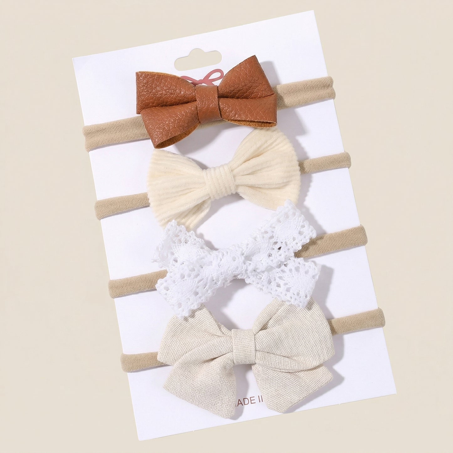 4-5Pcs/Set Baby Bow Headbands - Cotton Linen & Lace Fabric - Leopard Print Newborn Hair Accessories for Girls