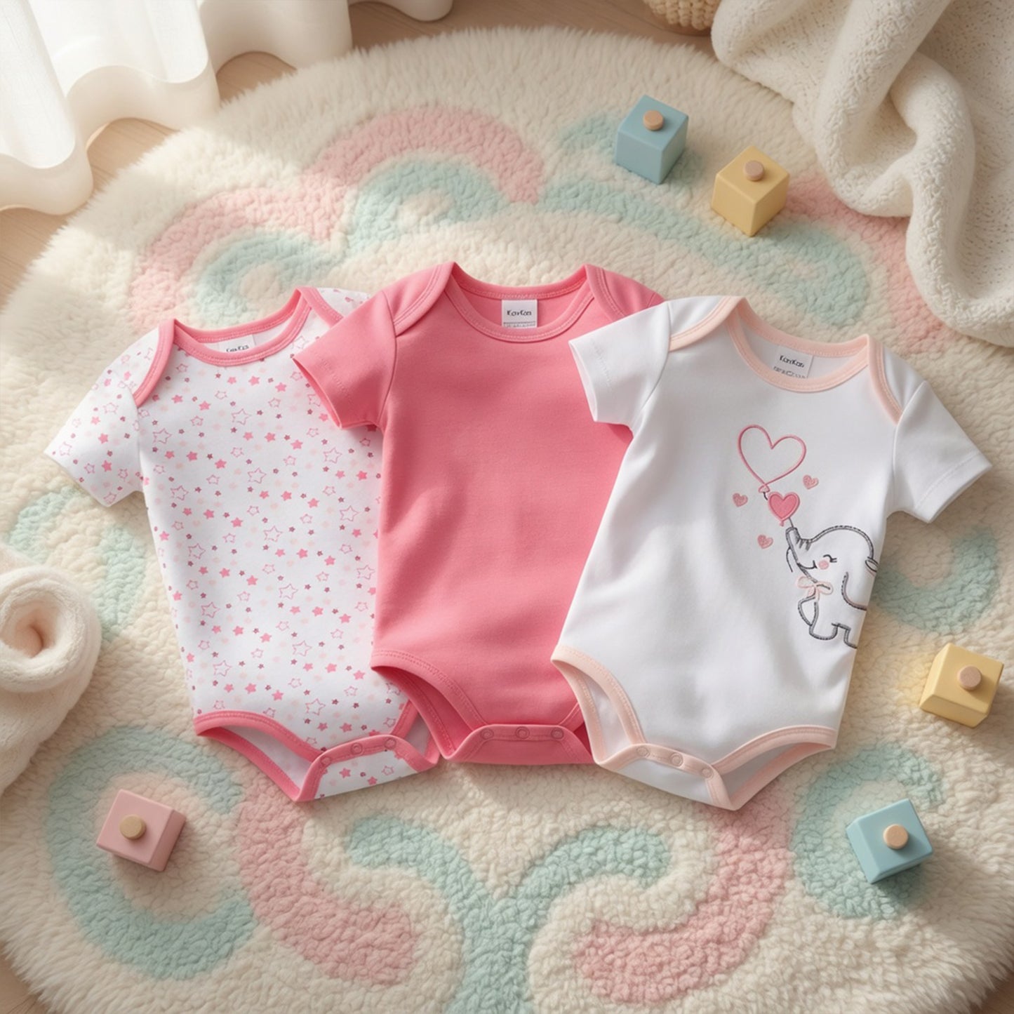 3 Pcs/lot Baby Bodysuit Set - 100% Cotton Short Sleeve Lion Print - Summer Newborn Clothes for 0M-12M