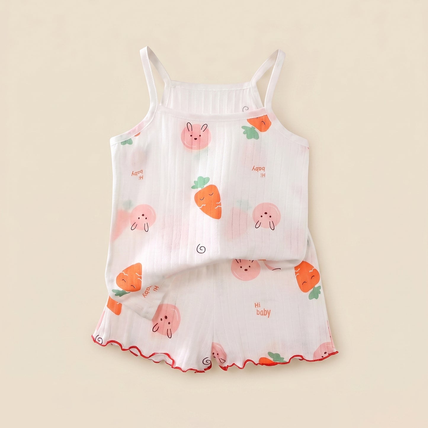 Baby Girl Sleeveless Summer Outfit - 100% Cotton Thin Vest & Shorts Set - Breathable Loungewear for Kids