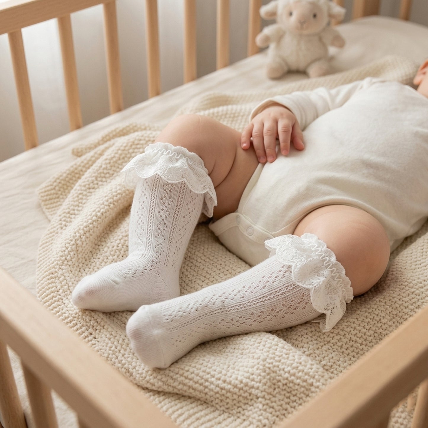 Lace Ruffle Princess Knee-High Socks - Elegant Party & Wedding Socks for Toddler Girls