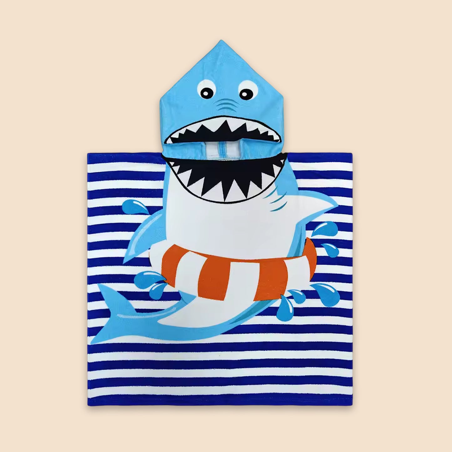Cartoon Kids Hooded Cape Towel - Quick-Dry Beach & Bathrobe - Fun Unicorn Shark Dinosaur Print for Children