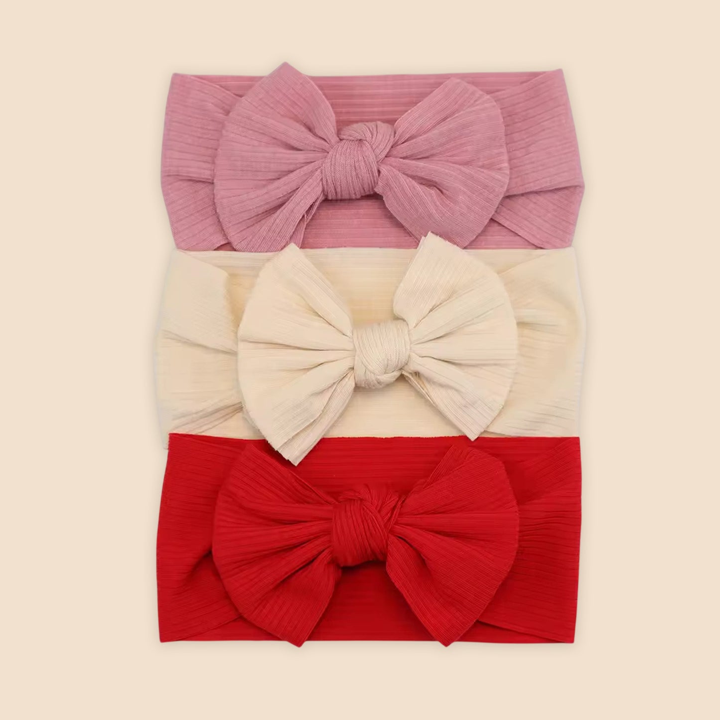 3-Piece Baby Girl Headband Set - Soft Elastic Bow Hair Bands - Newborn Turban & Hair Accessories Gift Pack