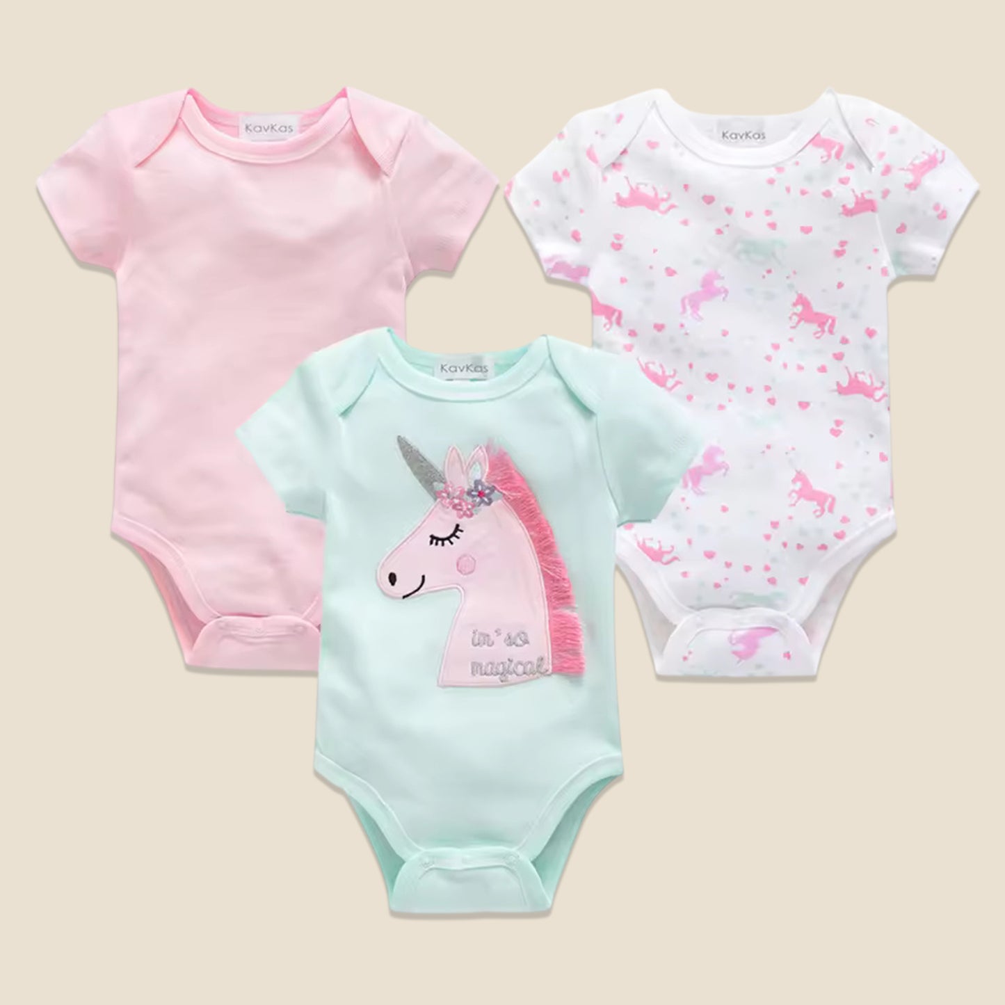 3/6 Pcs Baby Bodysuit Set - 100% Cotton Short Sleeve Rompers - Unisex Newborn Clothes 0-12 Months