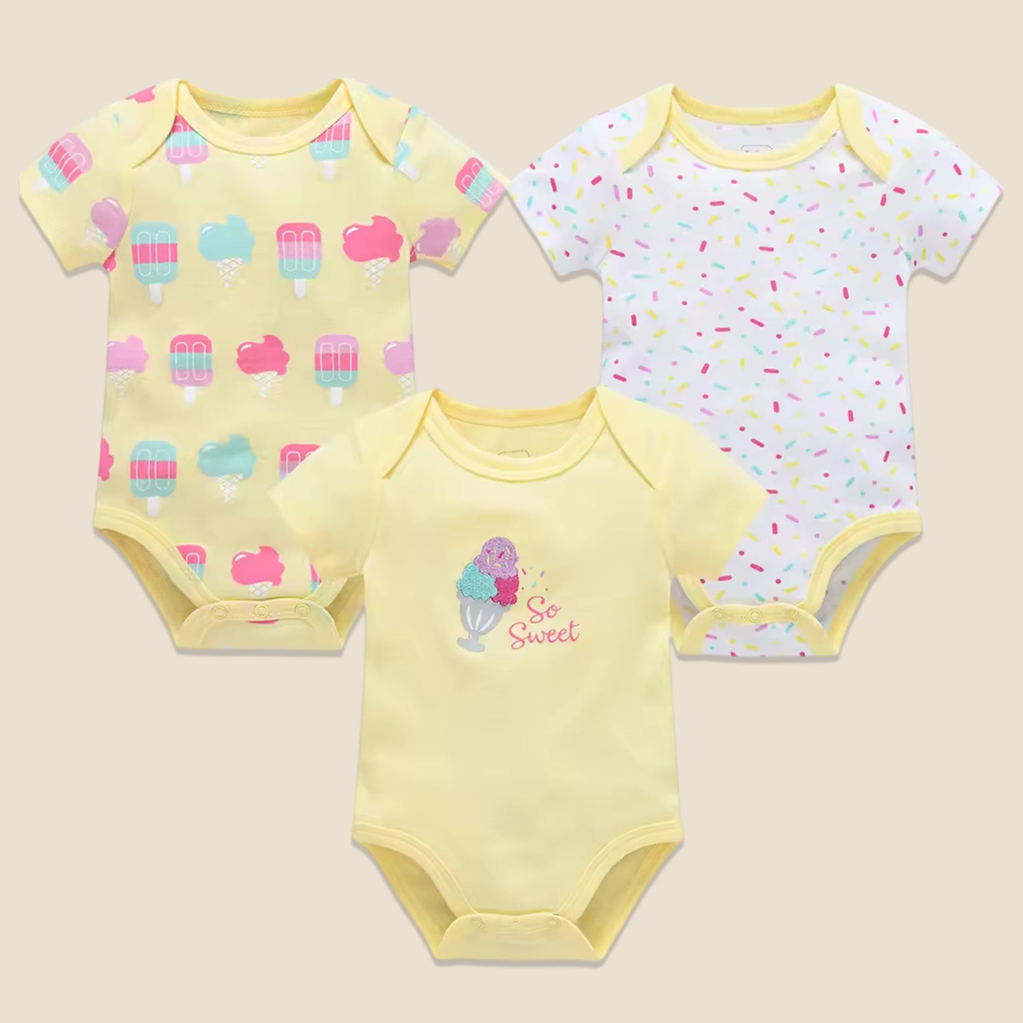 3/6 Pcs Baby Bodysuit Set - 100% Cotton Short Sleeve Rompers - Unisex Newborn Clothes 0-12 Months