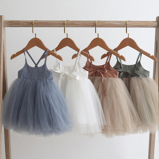 Baby Girl Little Love Birthday Dress - Summer Flying Sleeves Princess Gown with Bow - Korean Style 0-3Y
