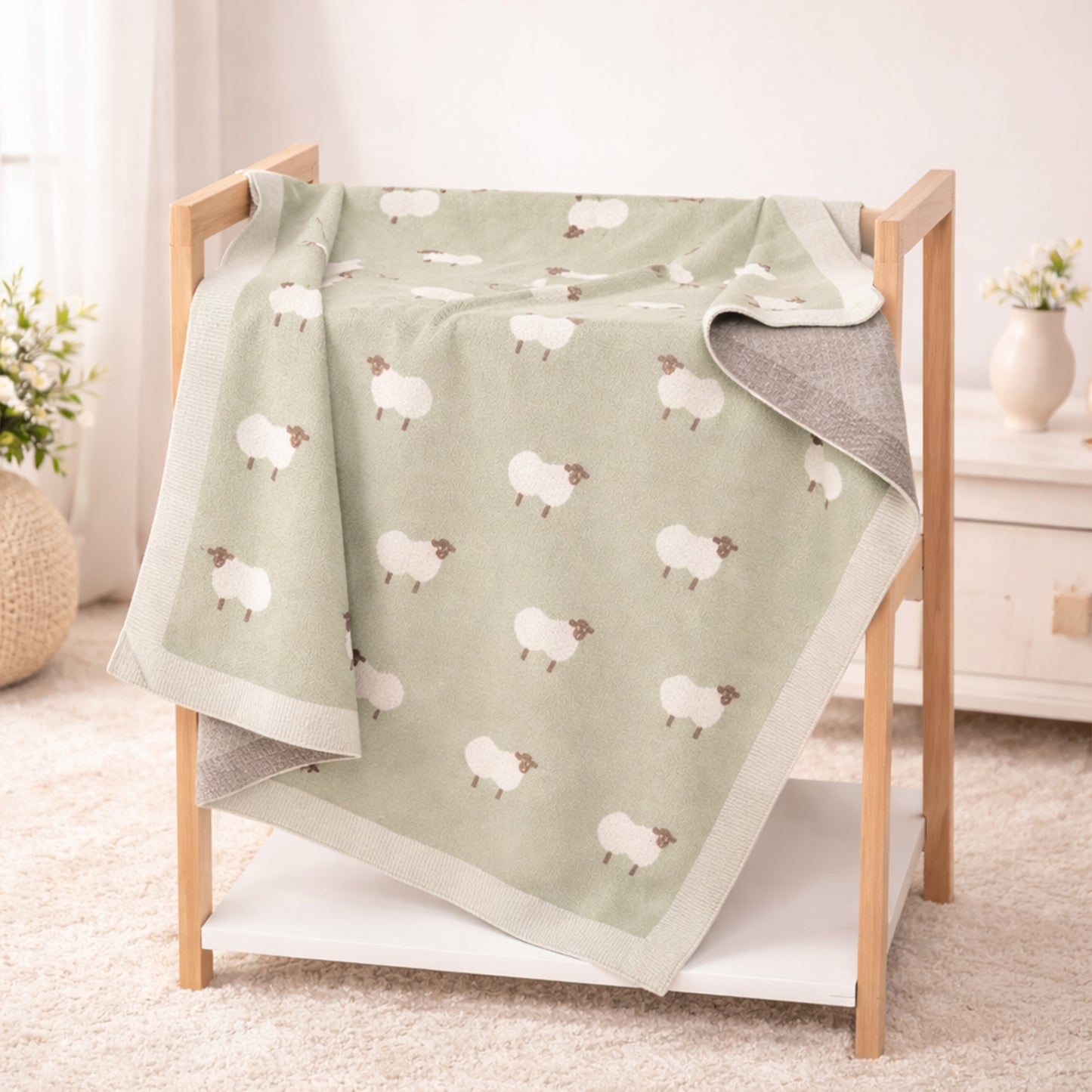 Knitted Baby Cotton Blanket - Pure Cotton Breathable Swaddle Wrap - Cozy Cuddle Quilt for Boys & Girls