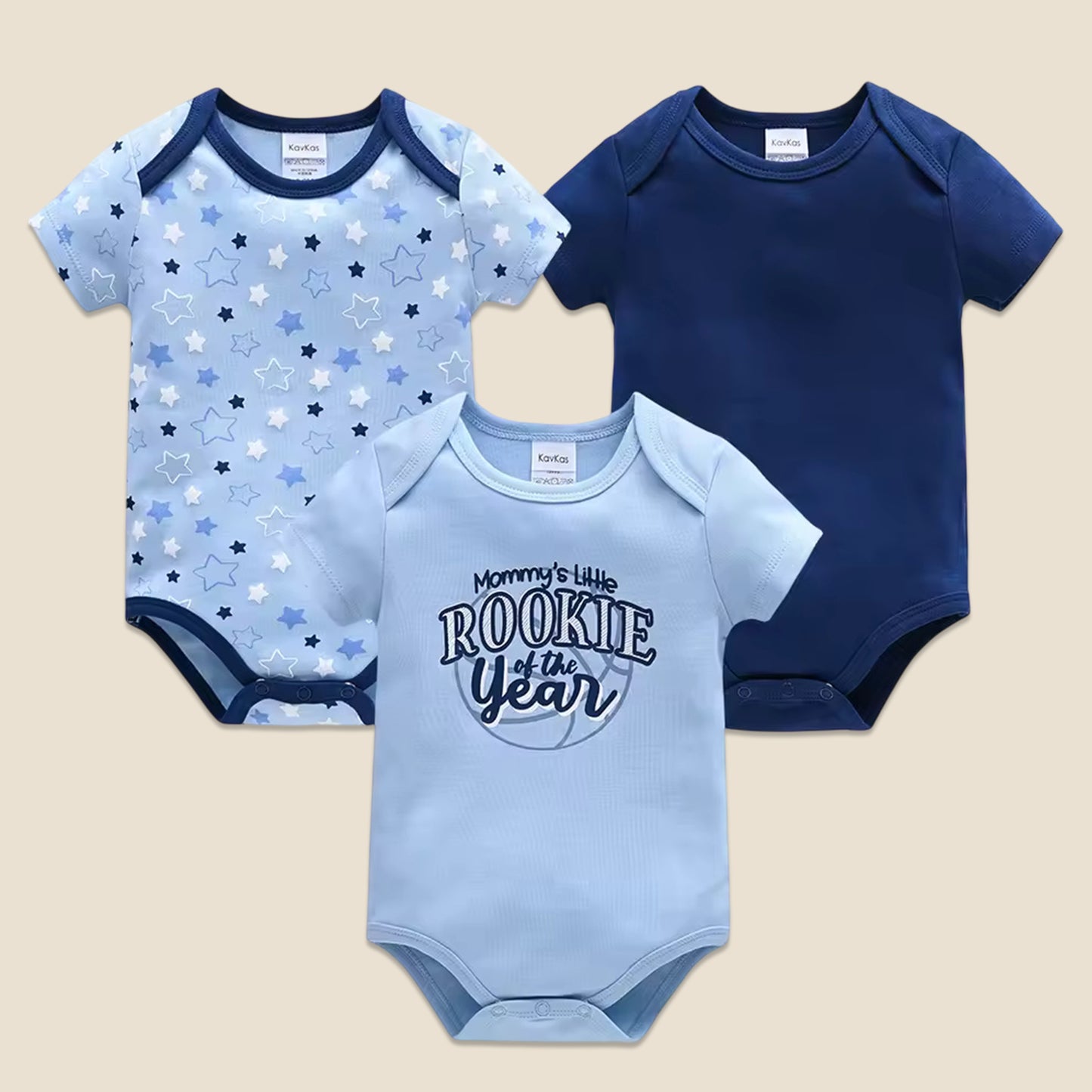 3 Pcs/lot Baby Bodysuit Set - 100% Cotton Short Sleeve Lion Print - Summer Newborn Clothes for 0M-12M